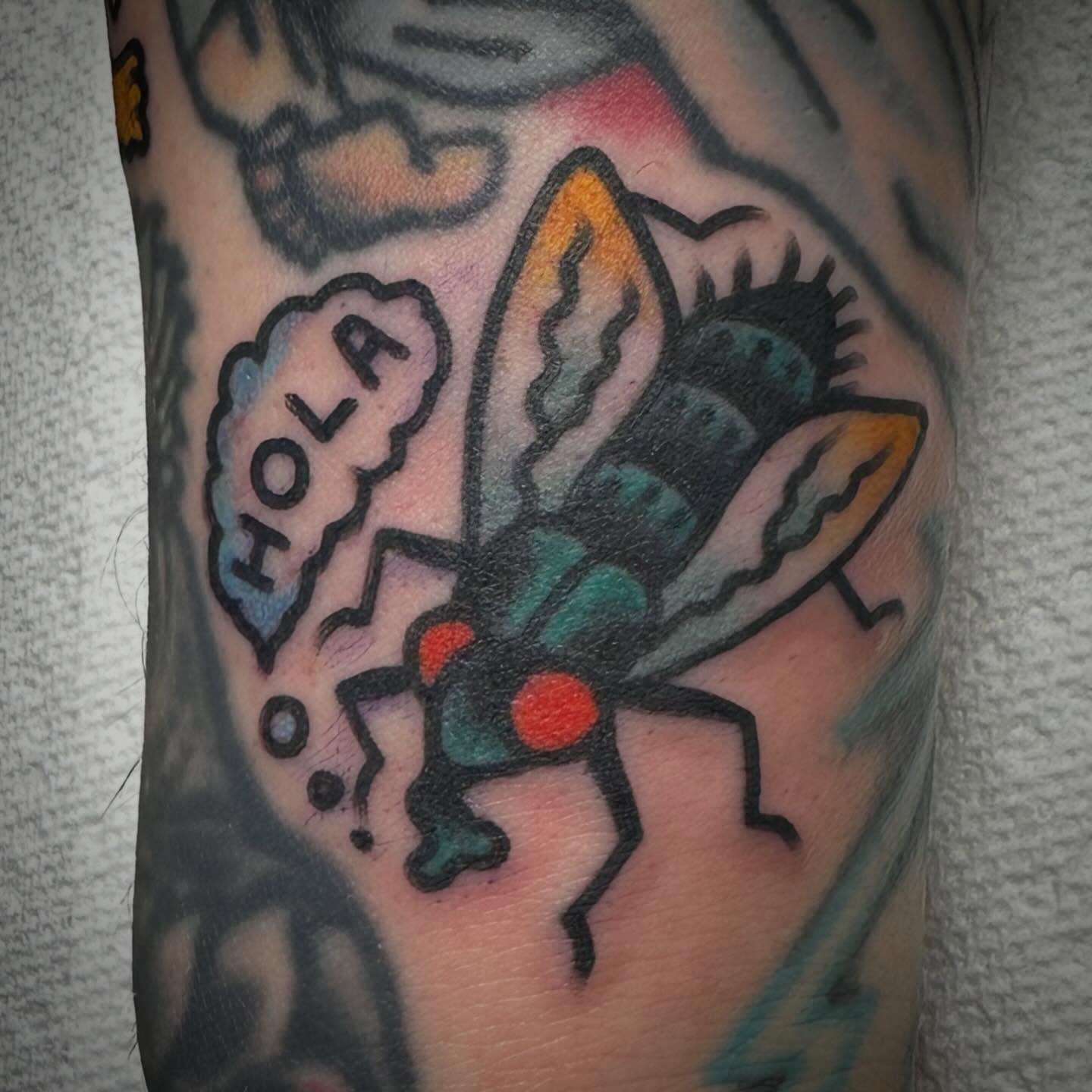 Fly American traditional tattoo on the forearm by Nathan Rohrbacher, Nashville, Tennessee