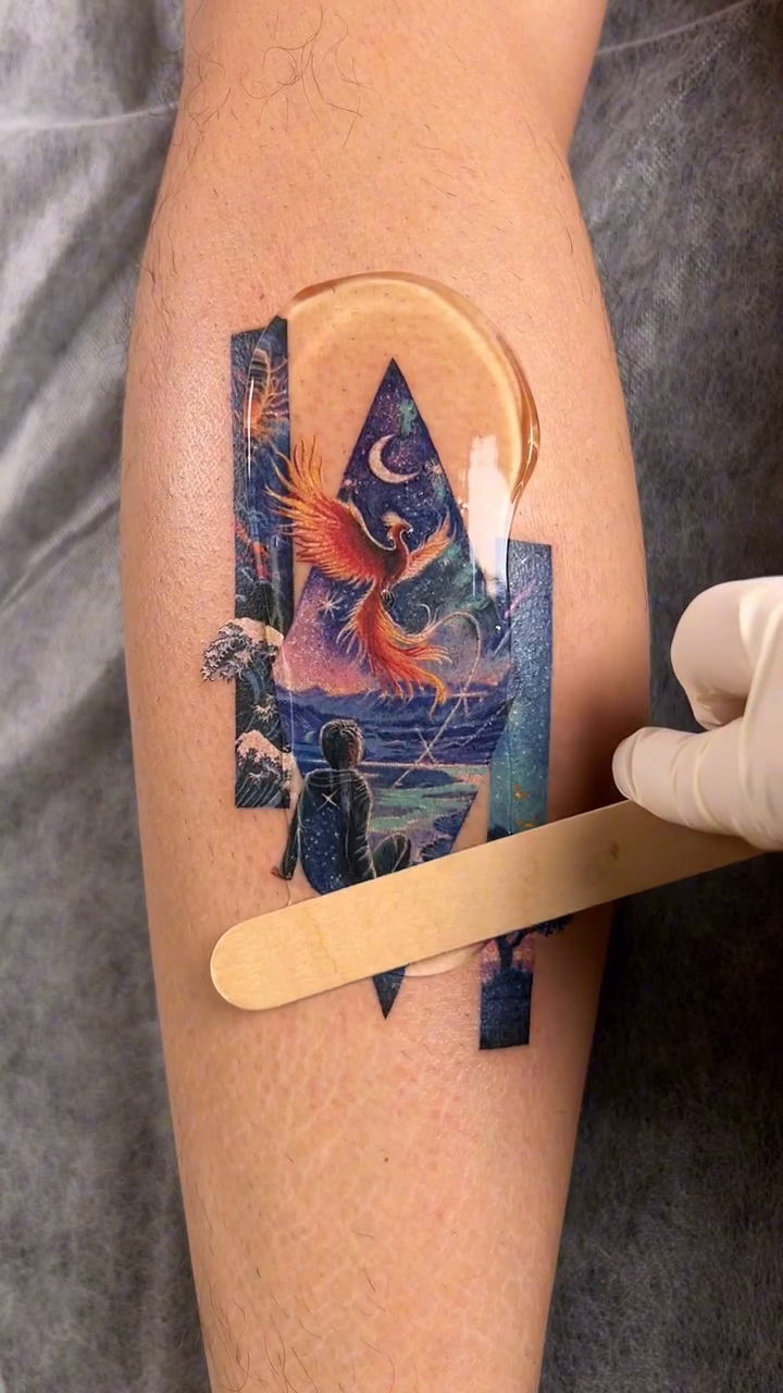 Koi fish and geometric landscape japanese irezumi tattoo by EQ