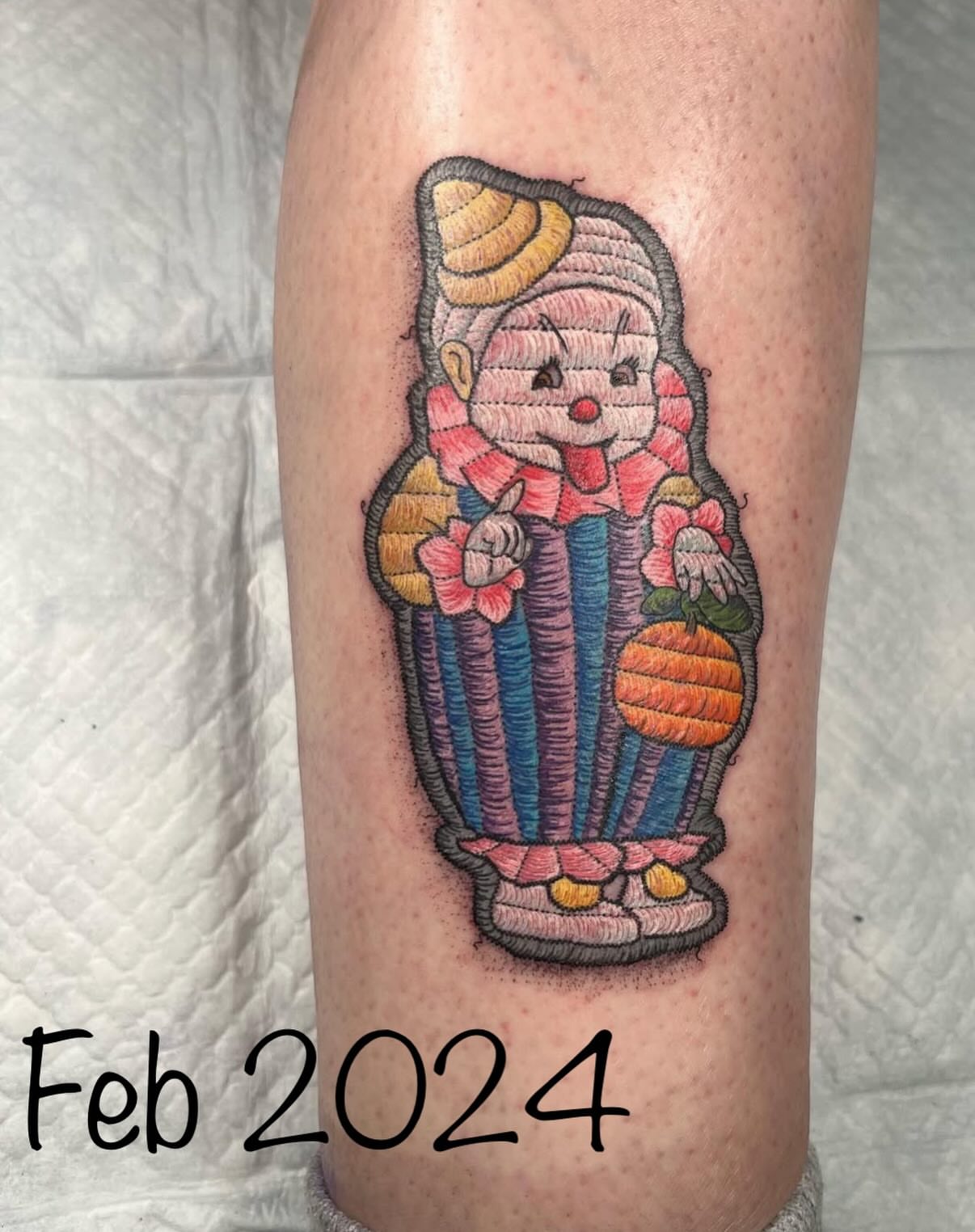 Clown nesting doll American traditional tattoo on the forearm by Max