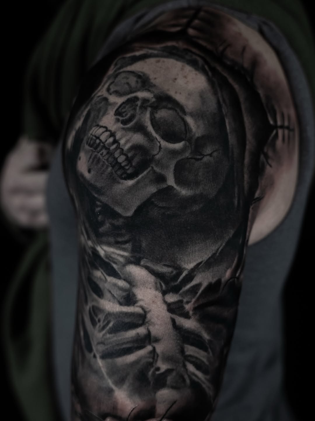 Tattoo by @kaostattooart — realism, black_and_grey