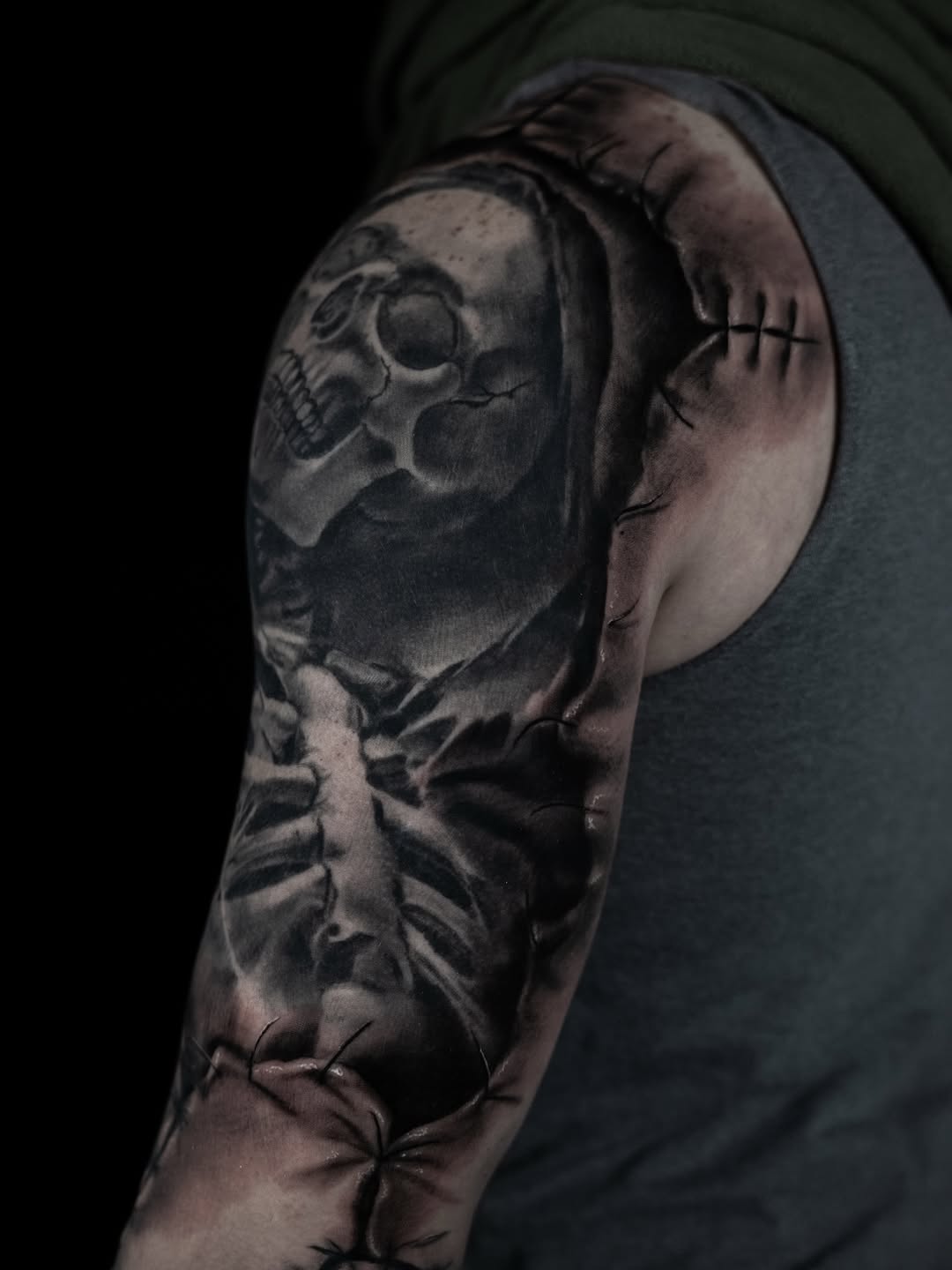 Tattoo by @kaostattooart — realism, black_and_grey