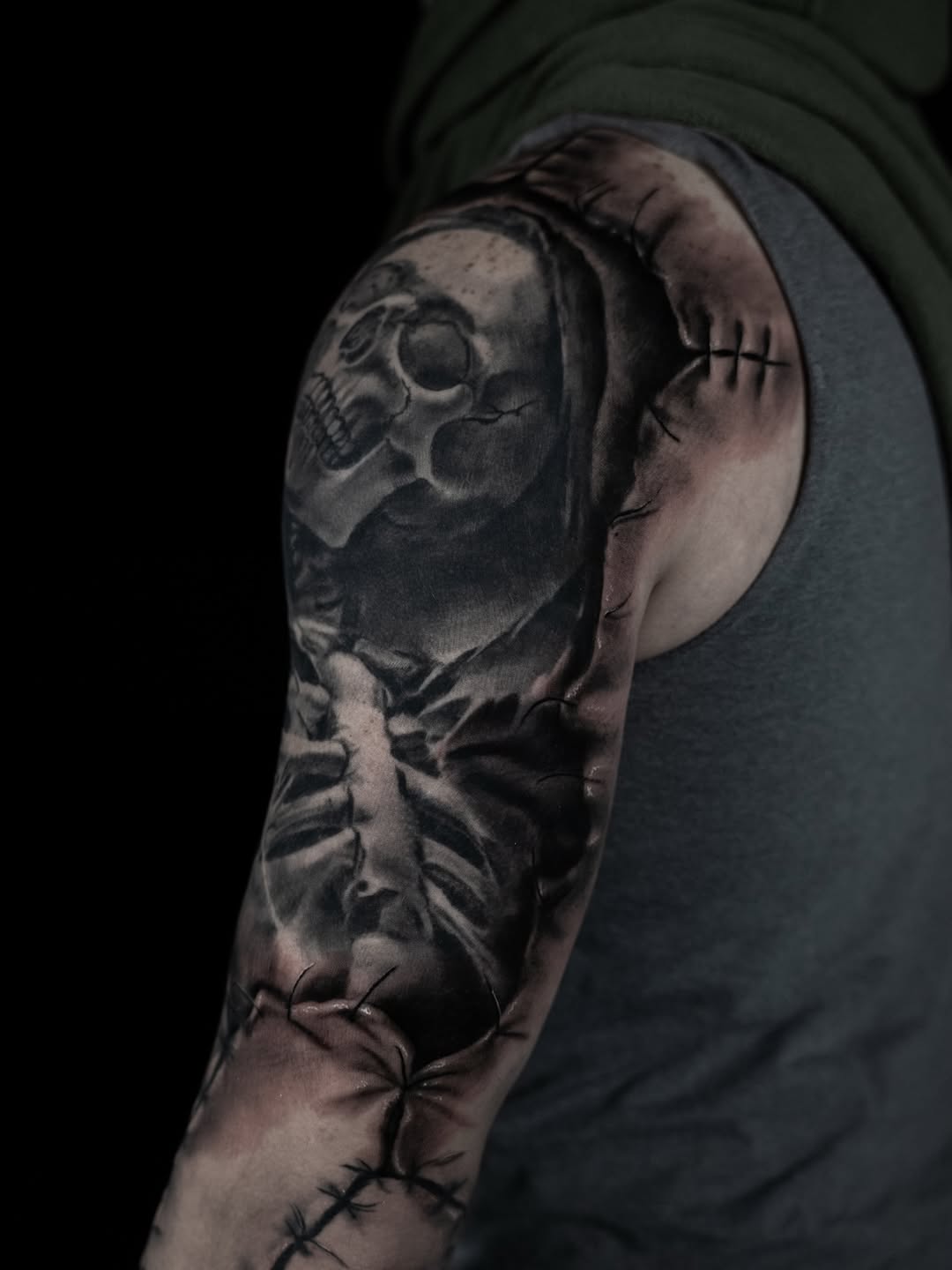 Tattoo by @kaostattooart — realism, black_and_grey
