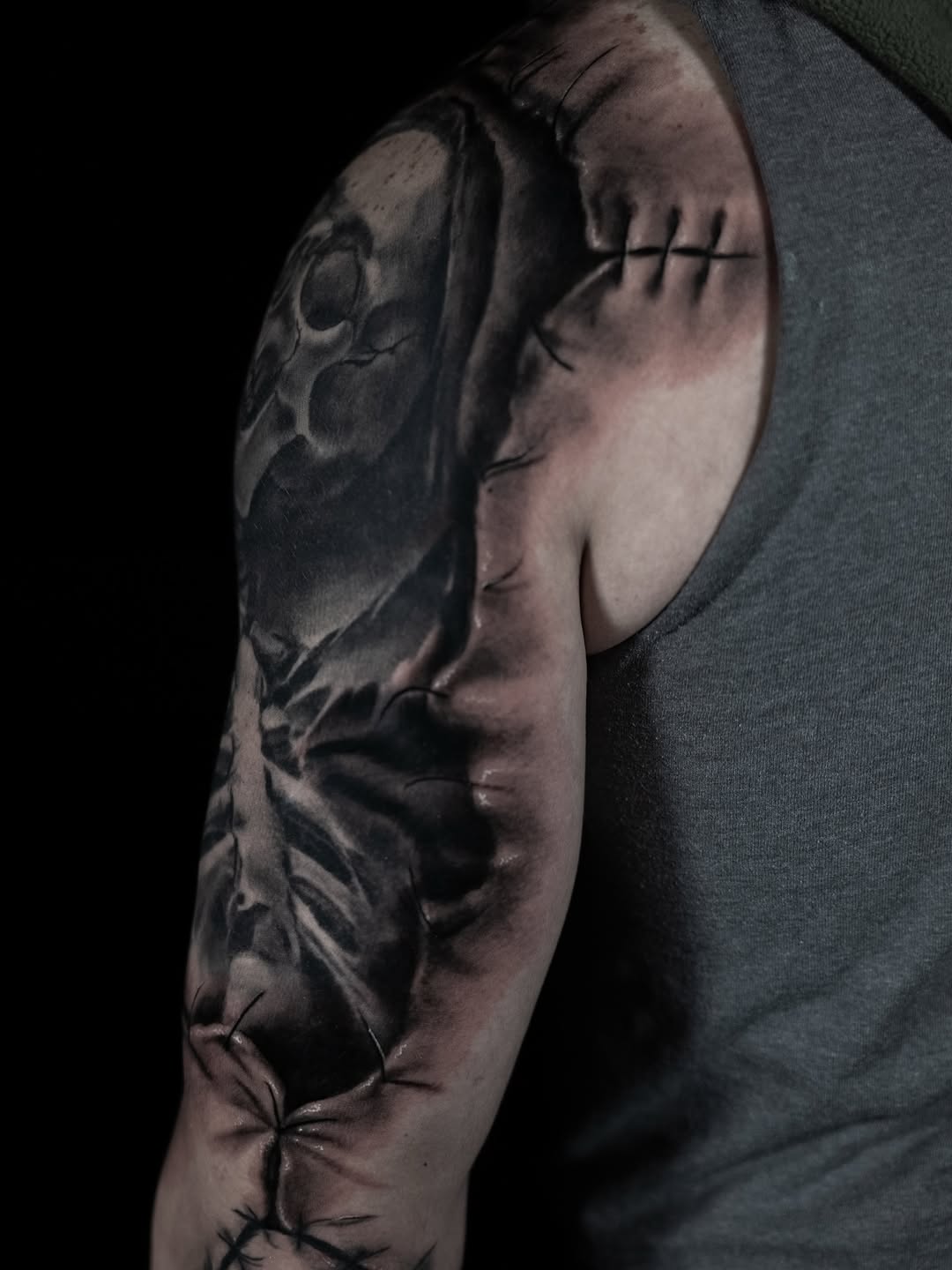 Tattoo by @kaostattooart — realism, black_and_grey