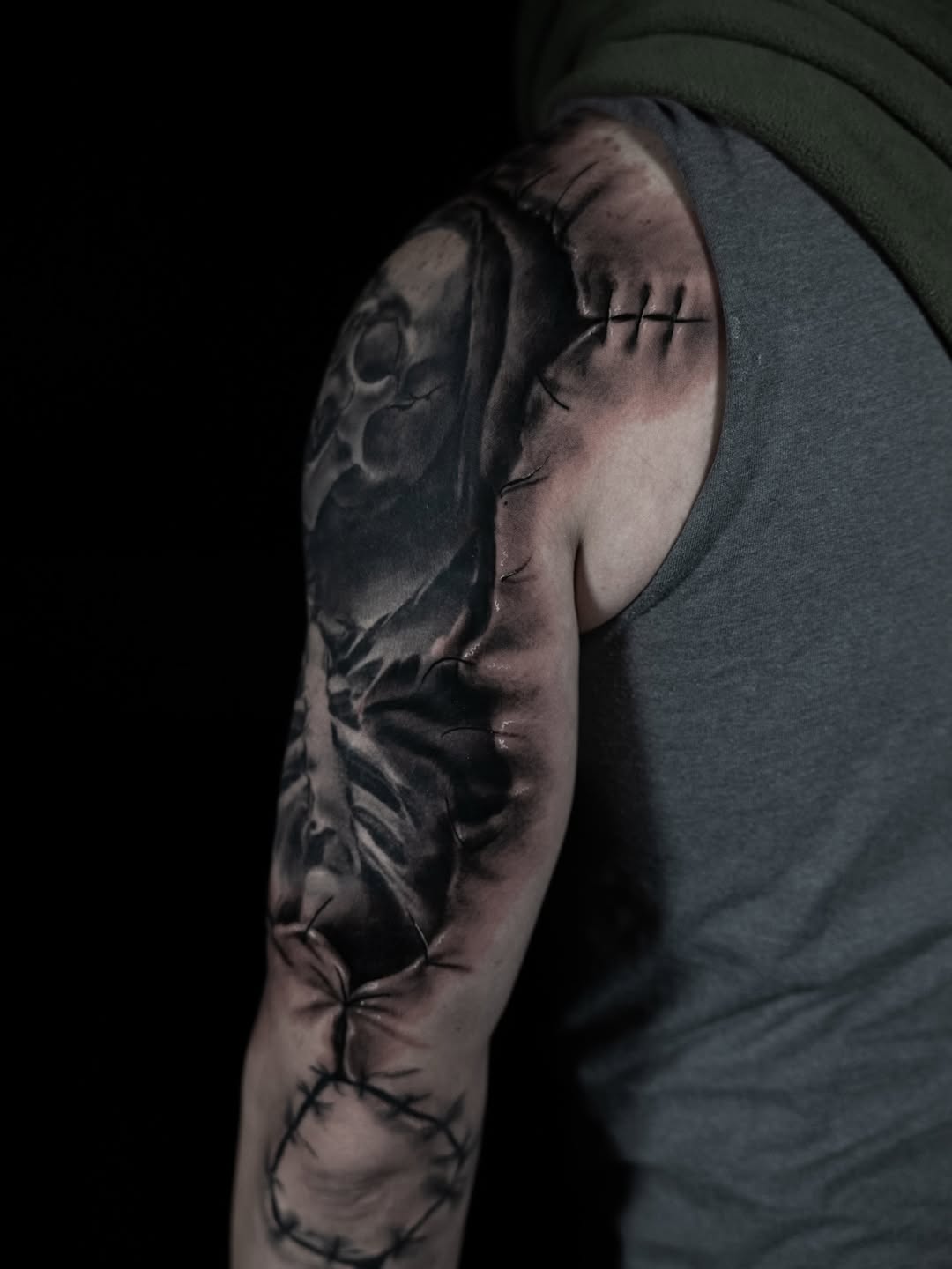 Tattoo by @kaostattooart — realism, black_and_grey