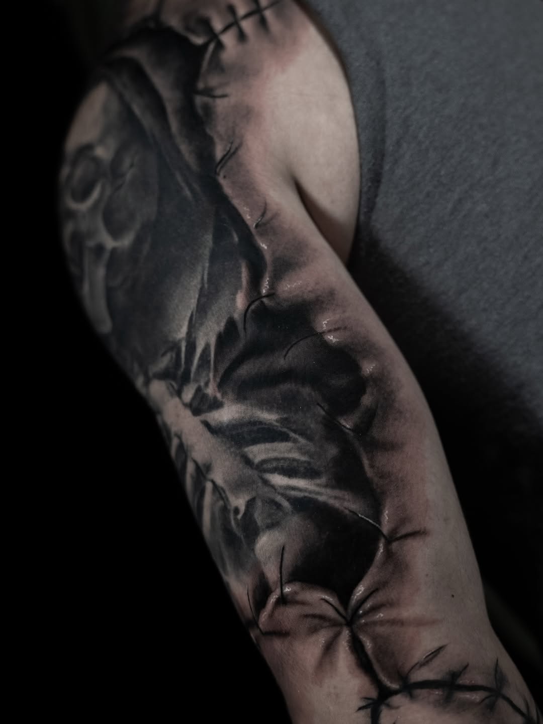 Tattoo by @kaostattooart — realism, black_and_grey