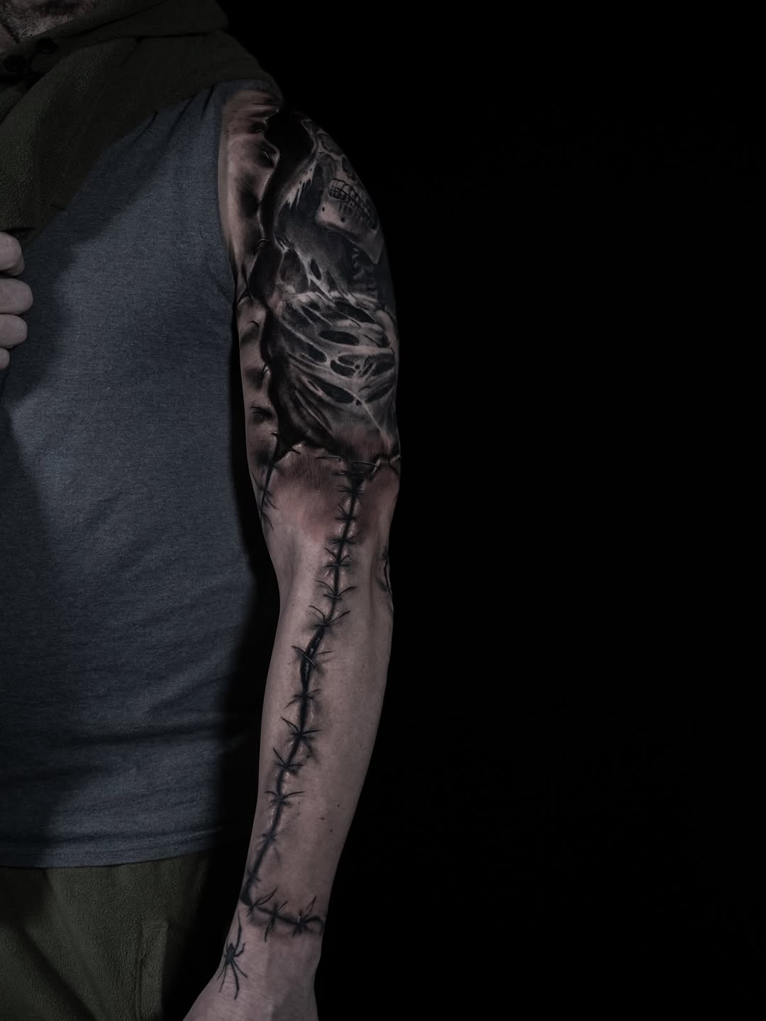 Tattoo by @kaostattooart — realism, dark_realism