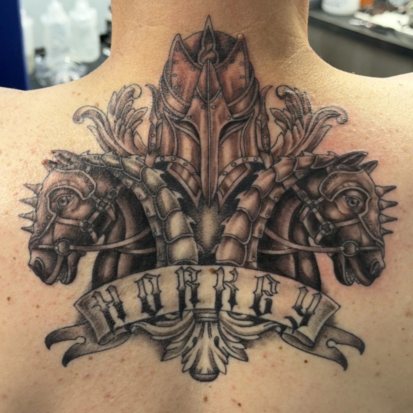 Tattoo by @electricpagan — black_and_grey, geometric