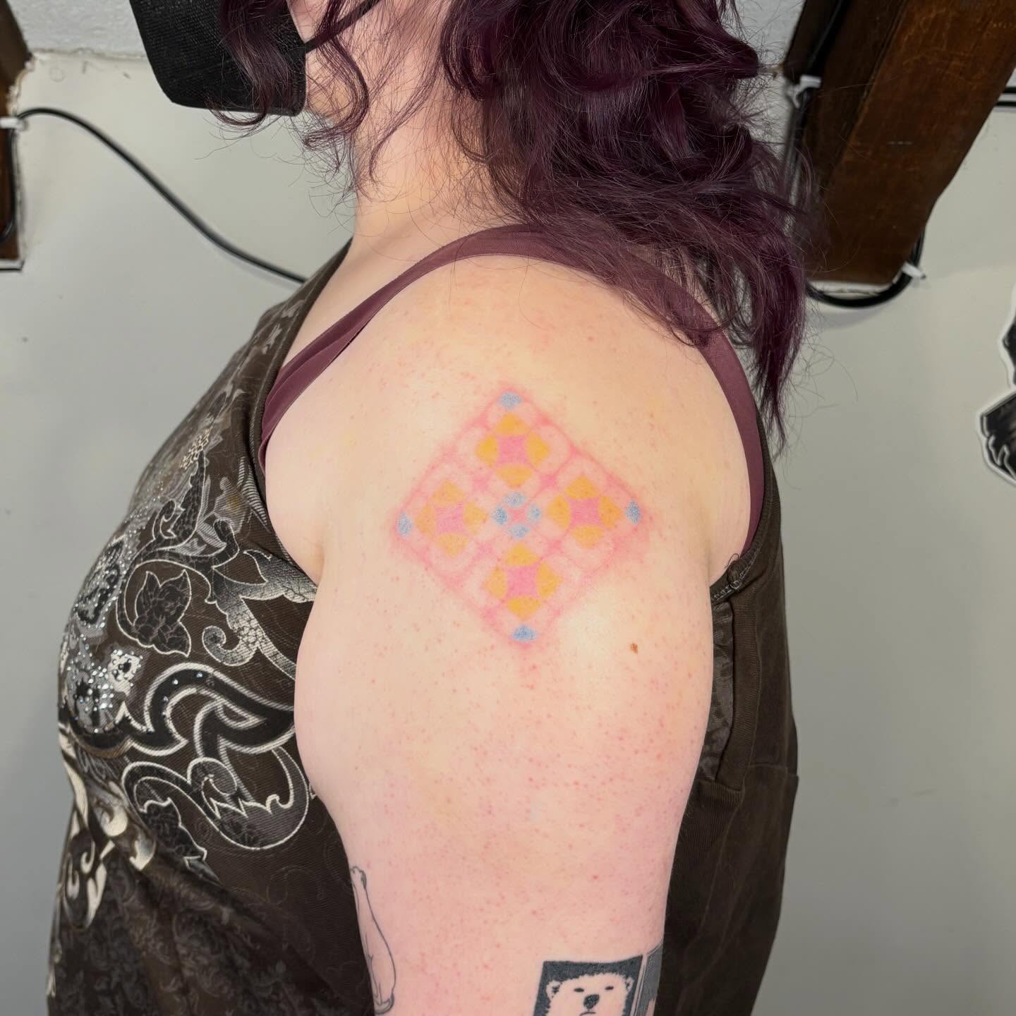 Geometric pattern geometric tattoo on the shoulder by Jill