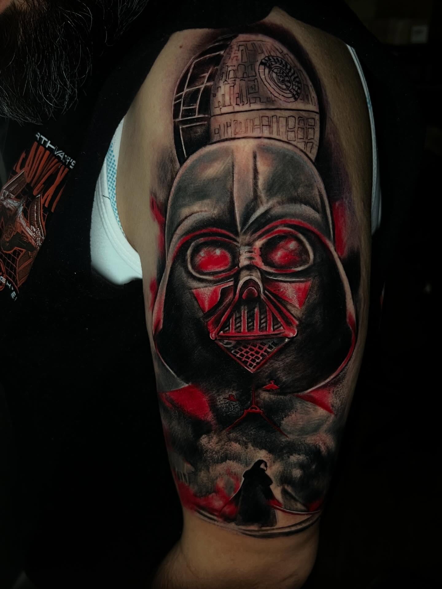 Darth vader dark realism tattoo on the forearm by Dany