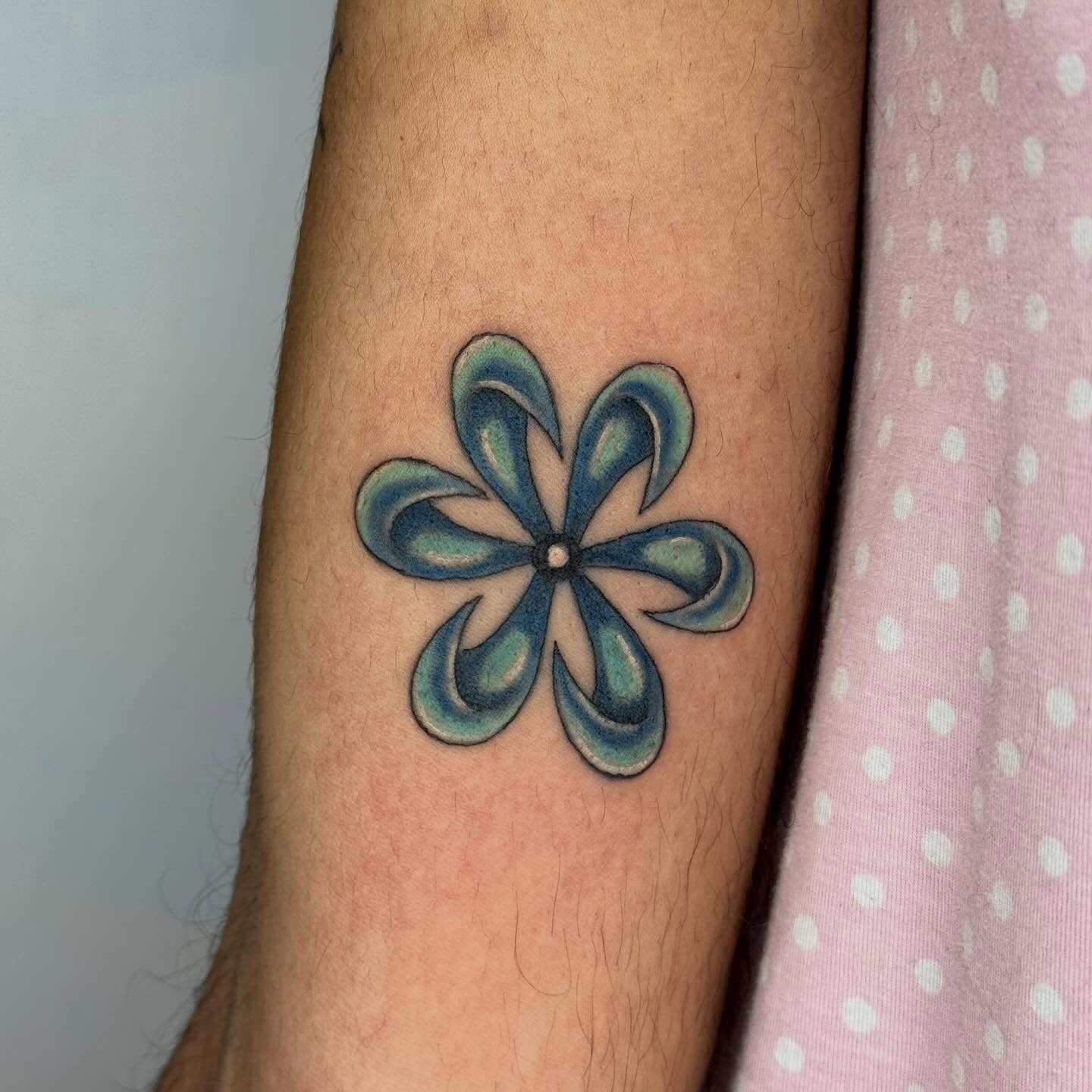 Flower geometric tattoo on the forearm by @mr.smiley___