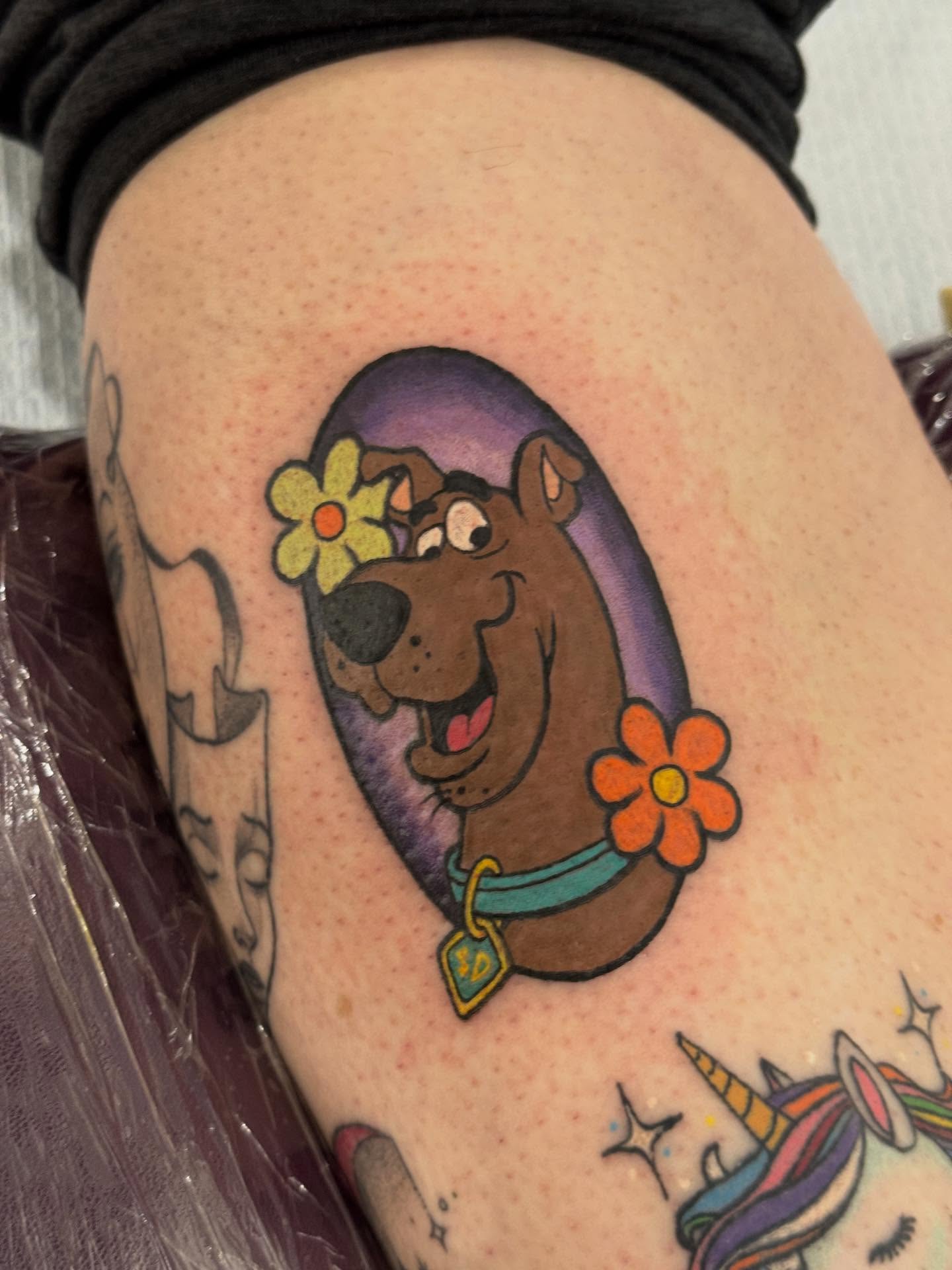 Scooby-Doo new school tattoo on the thigh by Ashley Hsiung *Panda*