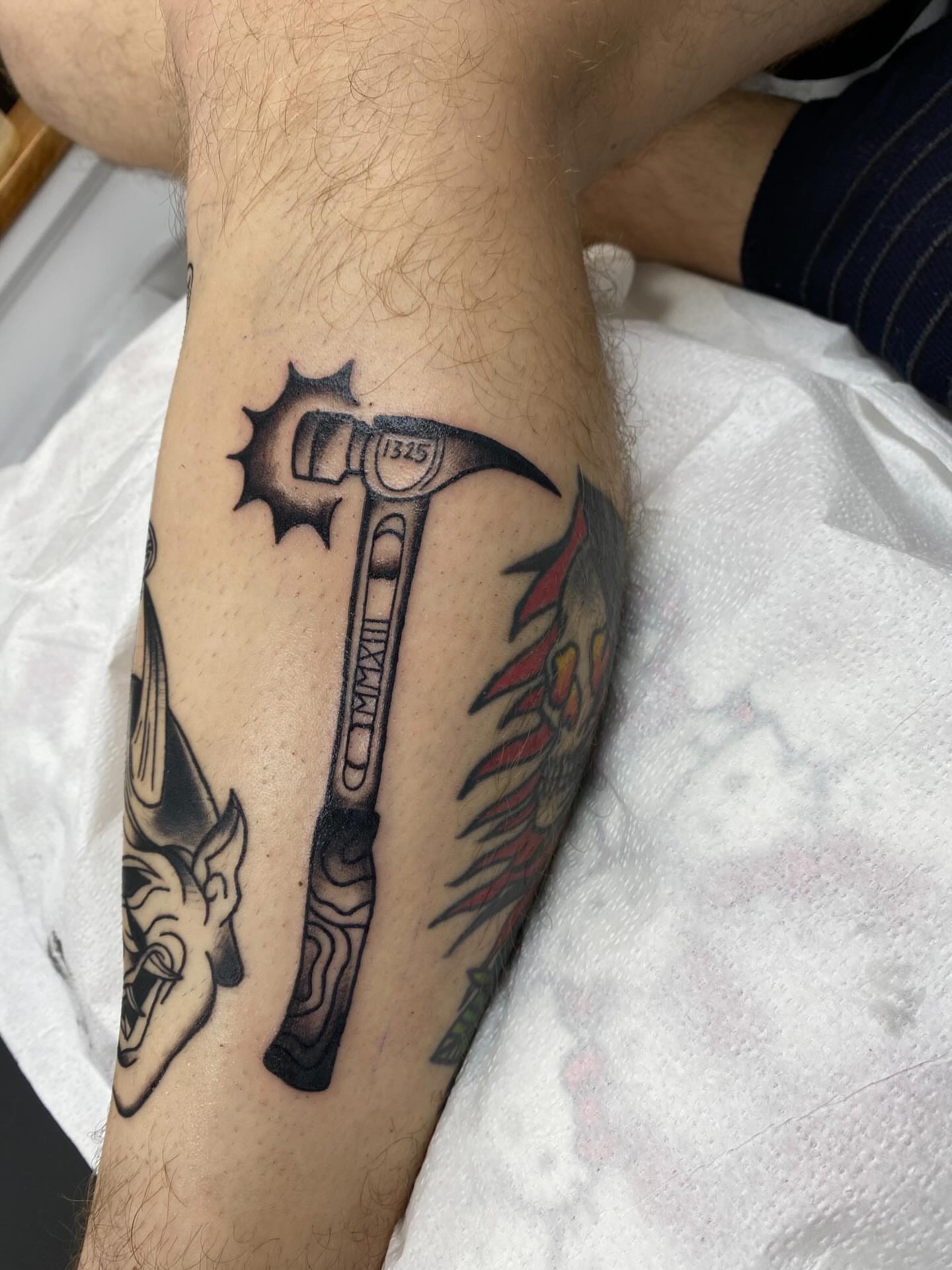 Tattoo by @meadowzmodificationz — black_and_grey