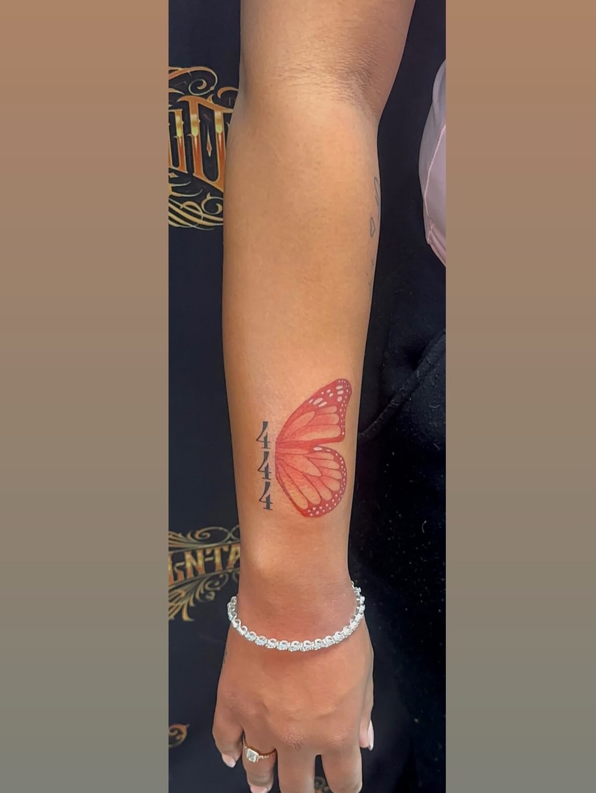 Monarch butterfly realism tattoo on the forearm by Cherry Tats🍒