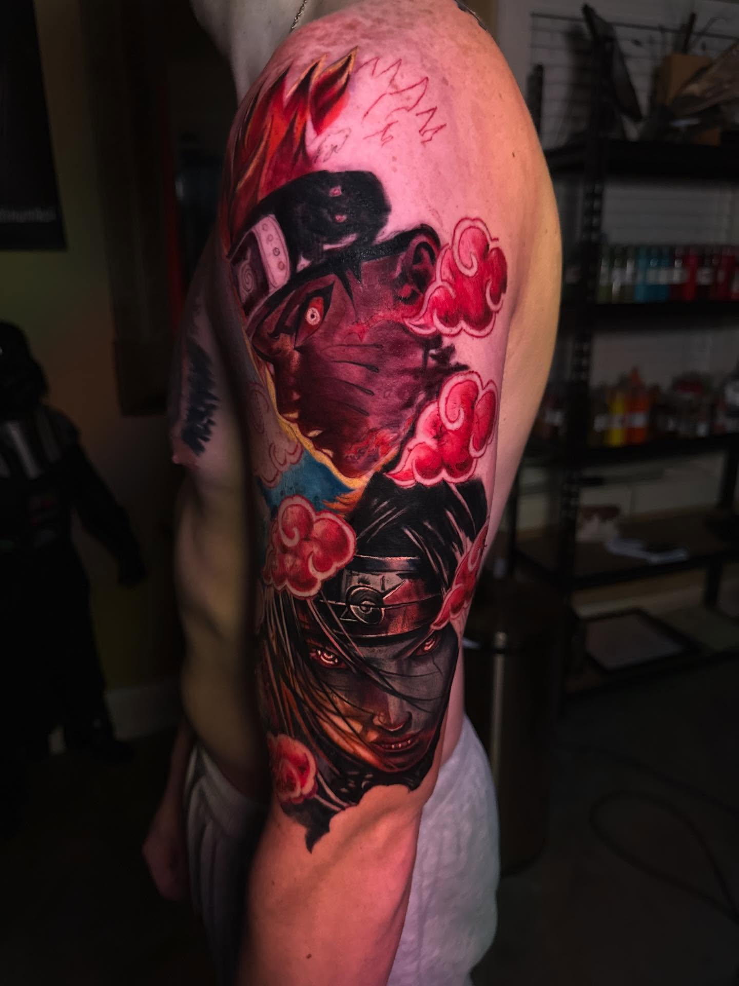 Tattoo by @rock_platinumkoi — anime, dotwork