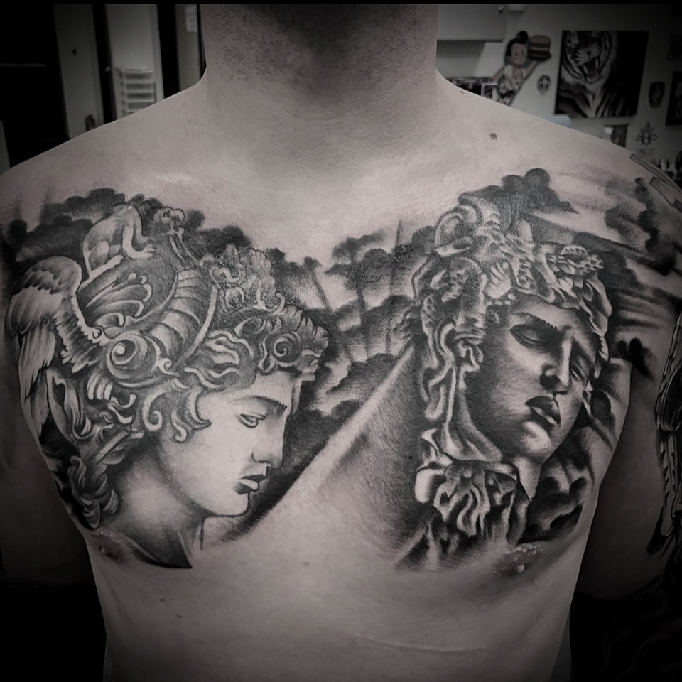 Tattoo by @freehandinbrandon — black_and_grey, realism