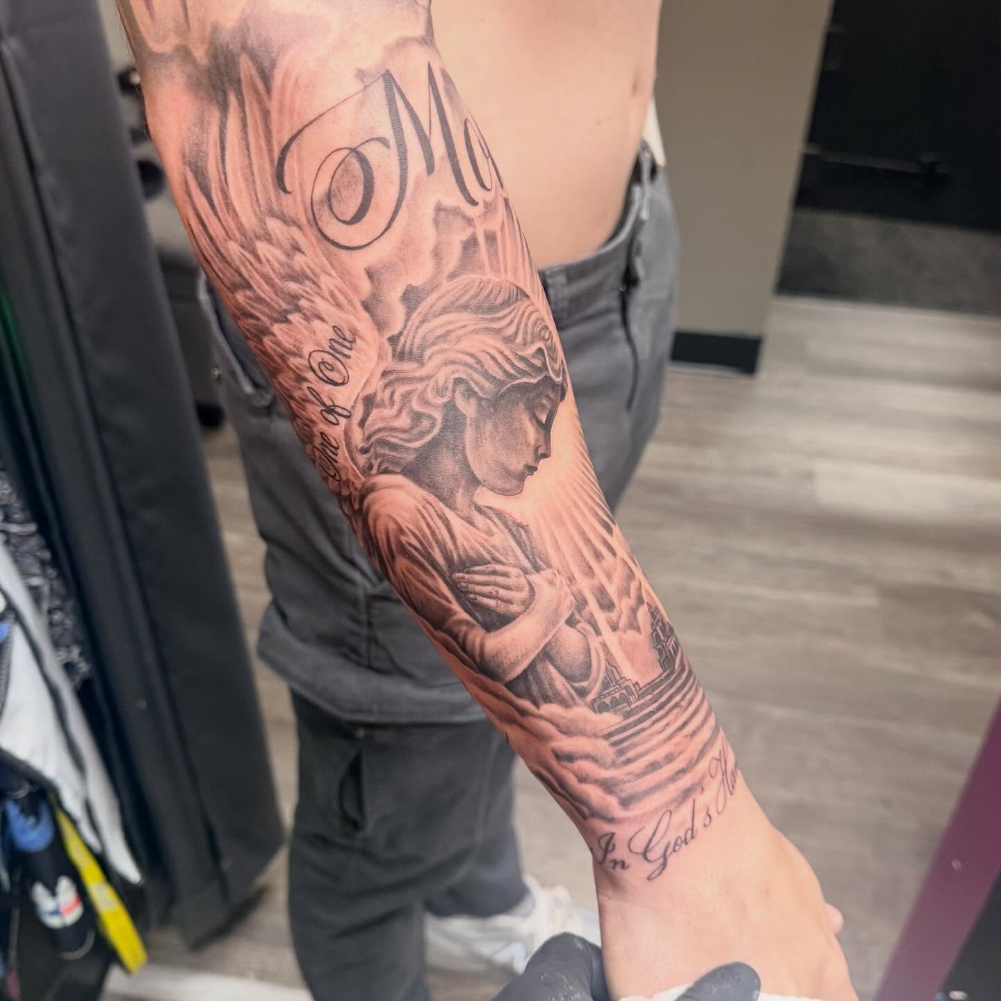 Tattoo by @inkbykg — black_and_grey, realism