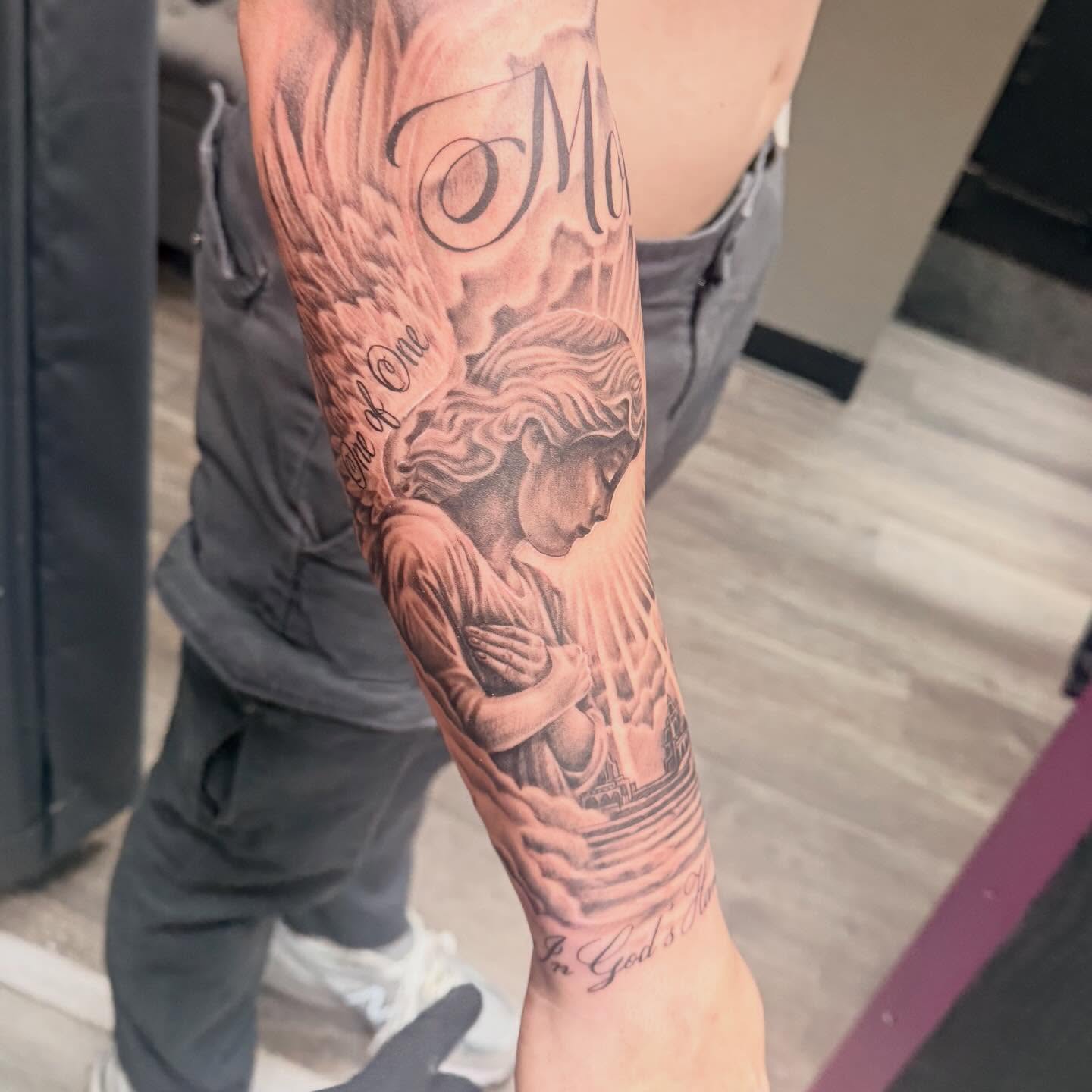 Tattoo by @inkbykg — black_and_grey, realism