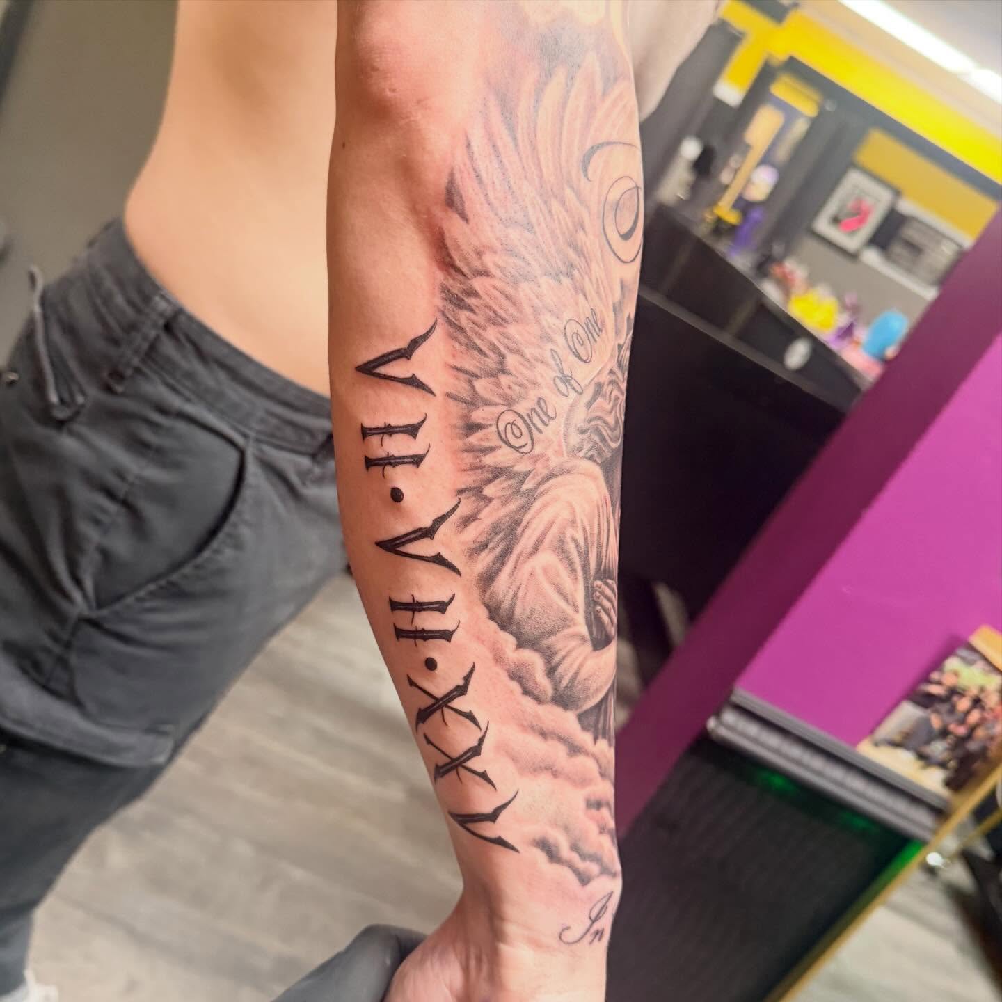 Tattoo by @inkbykg — black_and_grey, realism