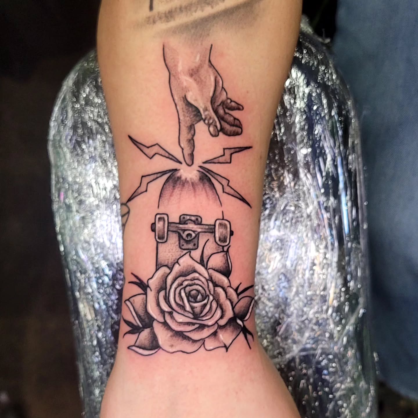 Tattoo by @rogue_stainedskin — black_and_grey