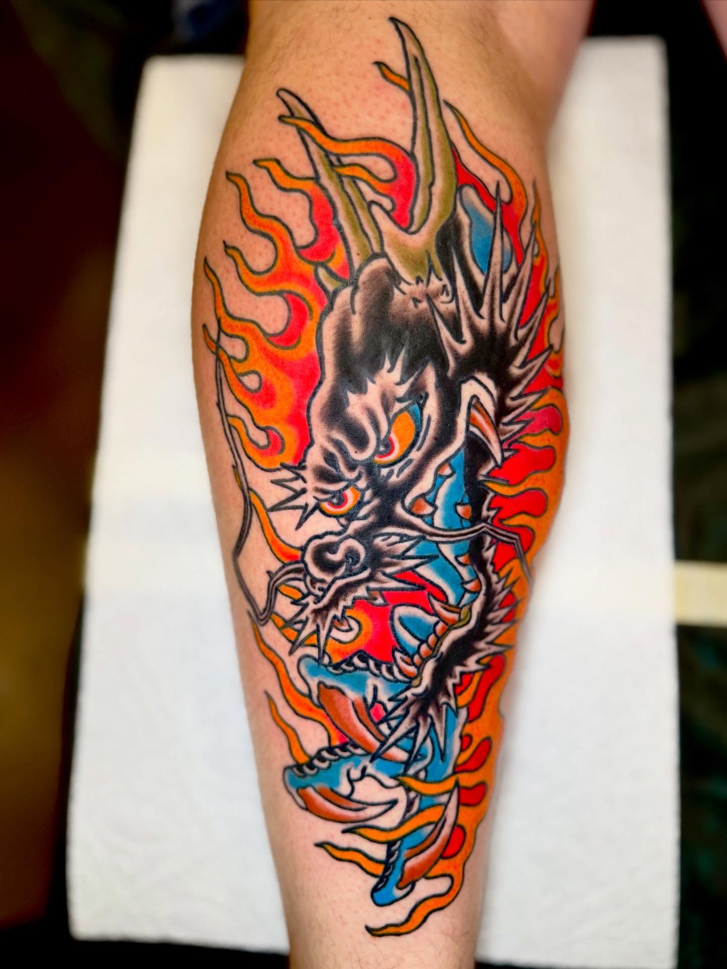 Dragon japanese irezumi tattoo on the forearm by Seth Walker