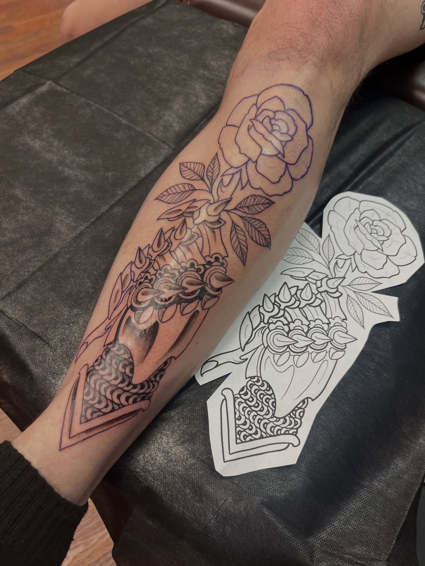 Tattoo by @caitoscreations — black_and_grey