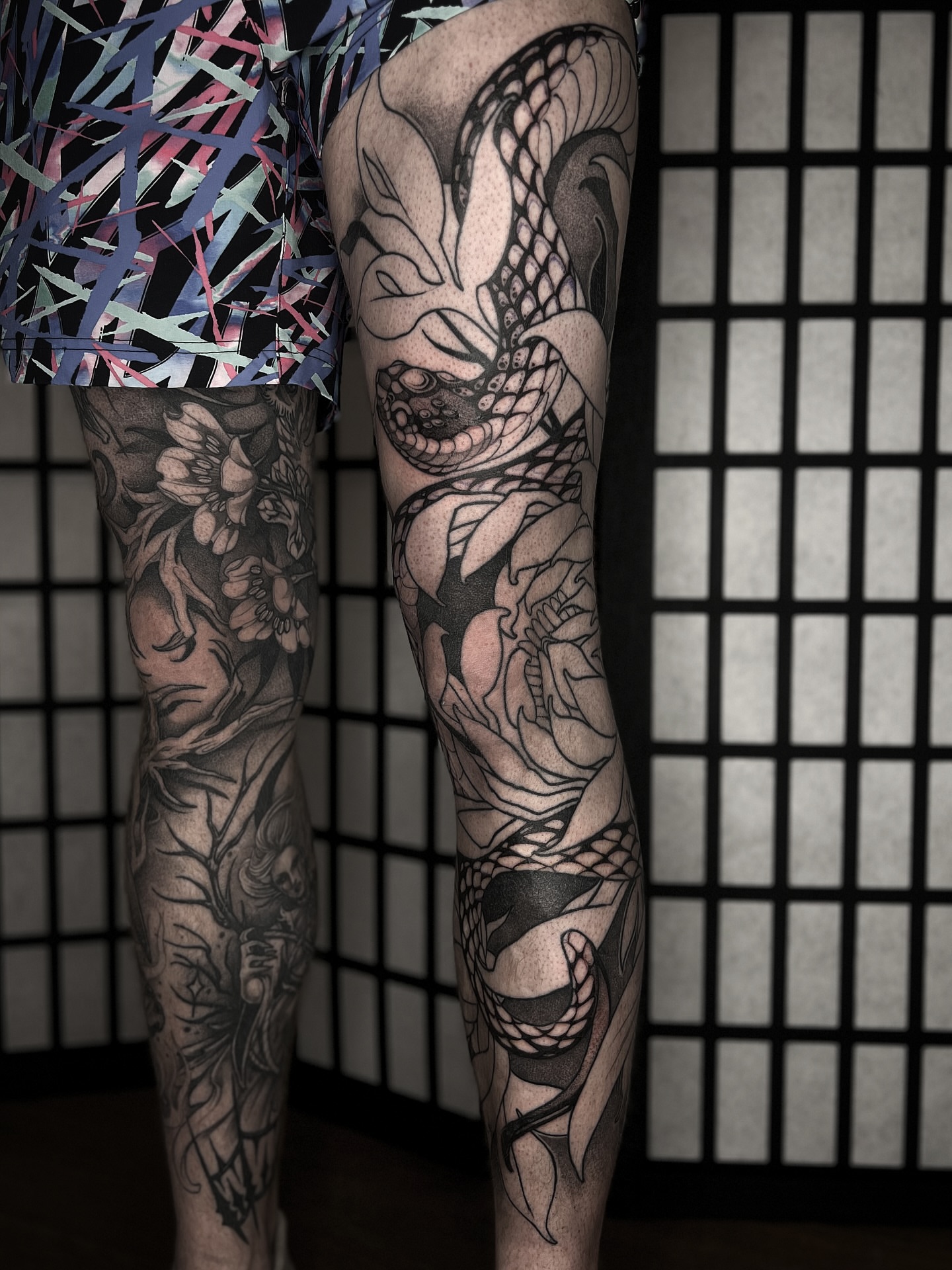 Tattoo by @kayseeshuster — black_and_grey, japanese_irezumi
