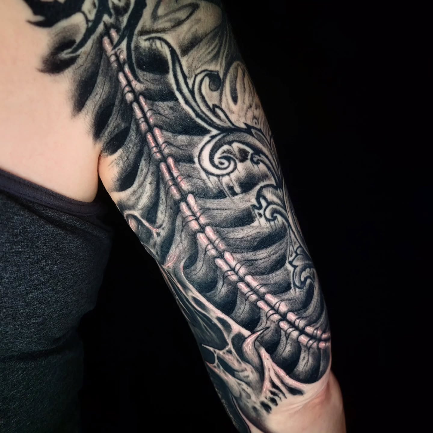 Tattoo by @necronomiconnor — black_and_grey, realism