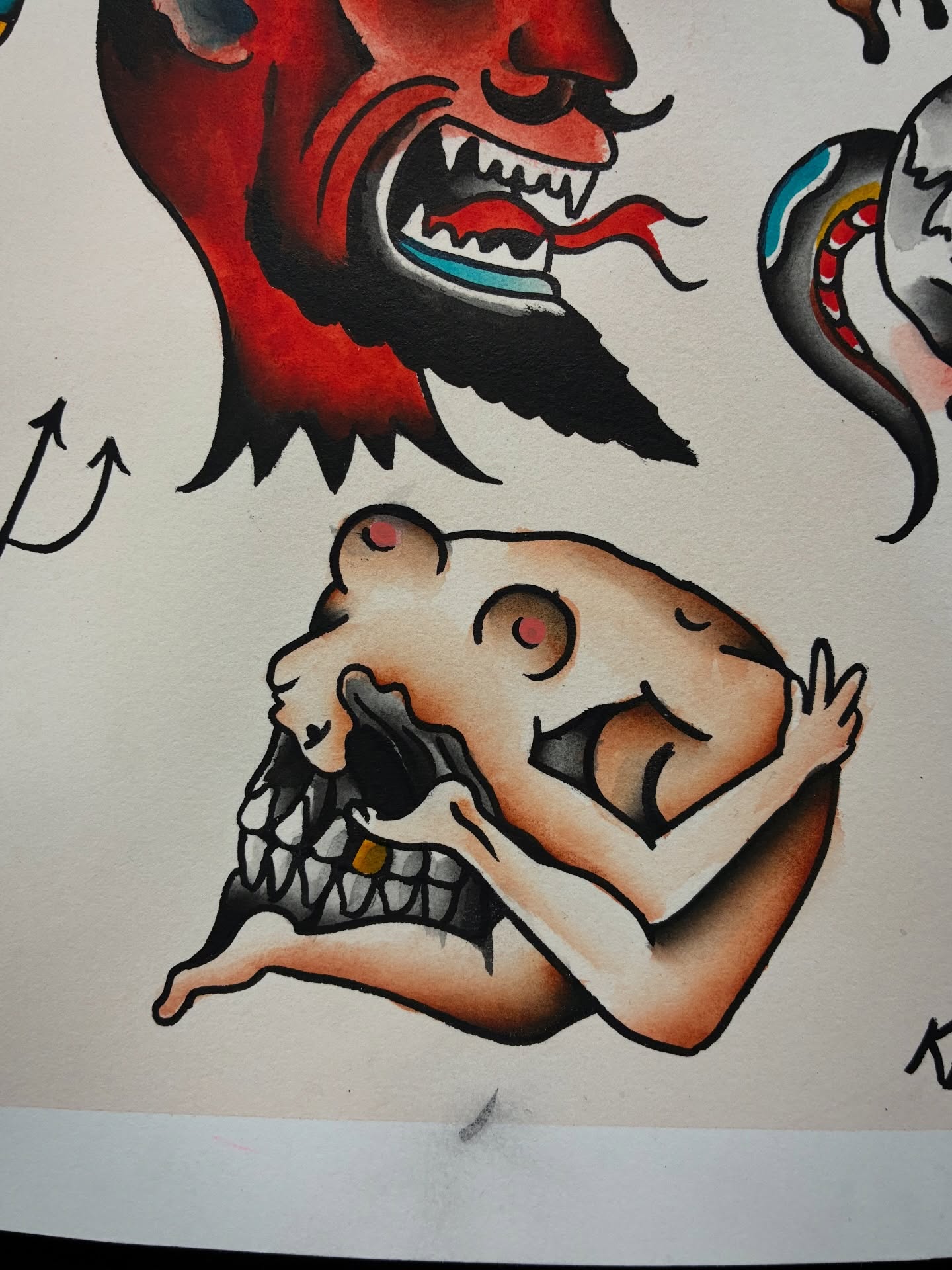 Skull American traditional tattoo by Kennedy Cole