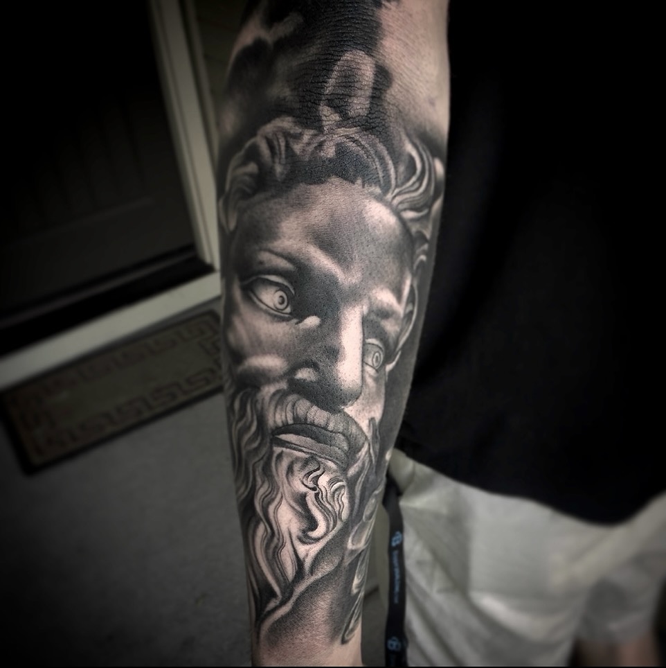 Tattoo by @freehandinbrandon — realism, black_and_grey