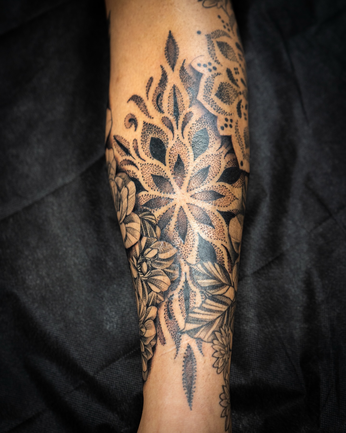 Tattoo by @tattoos_by_lo — dotwork, black_and_grey
