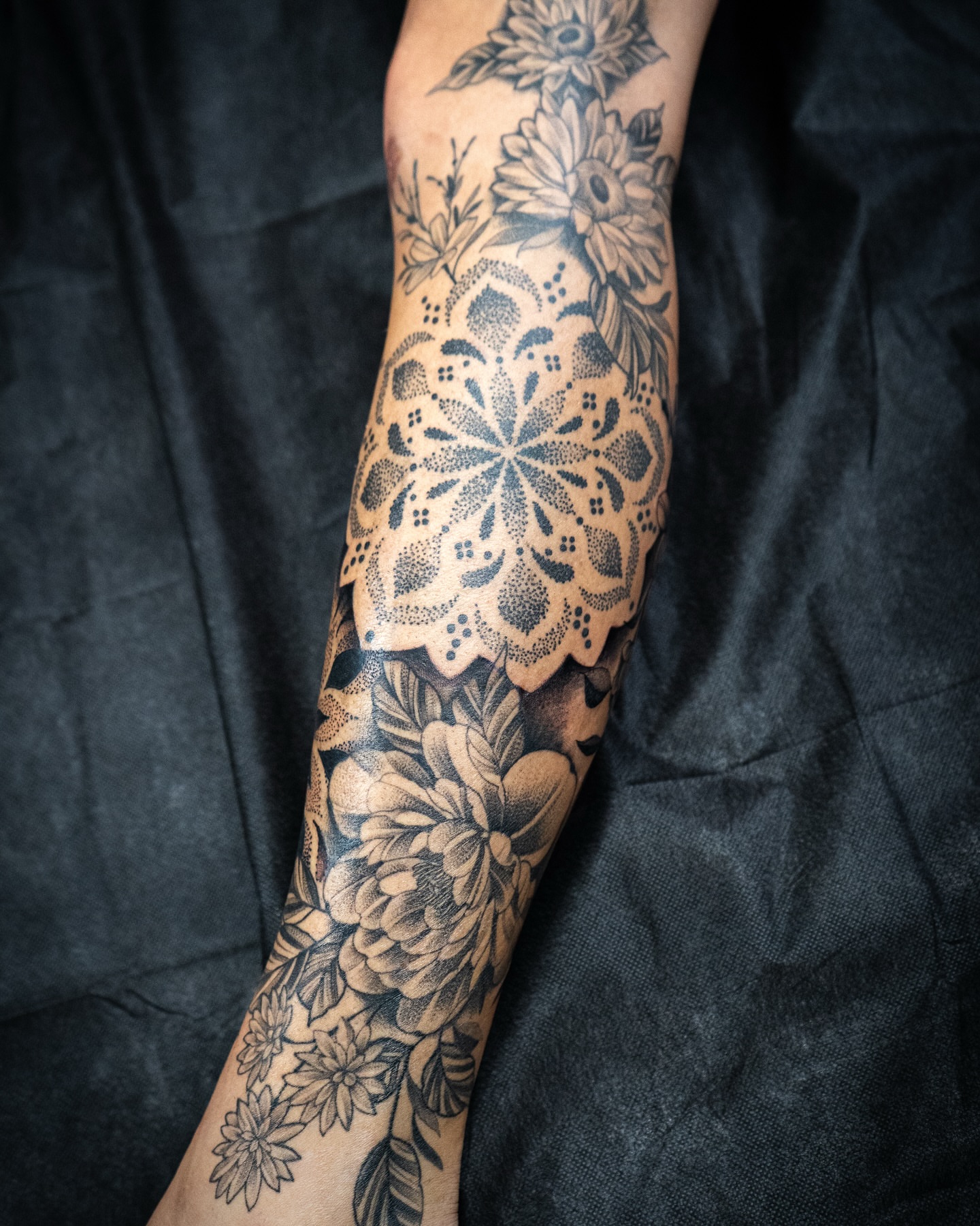 Tattoo by @tattoos_by_lo — dotwork, black_and_grey