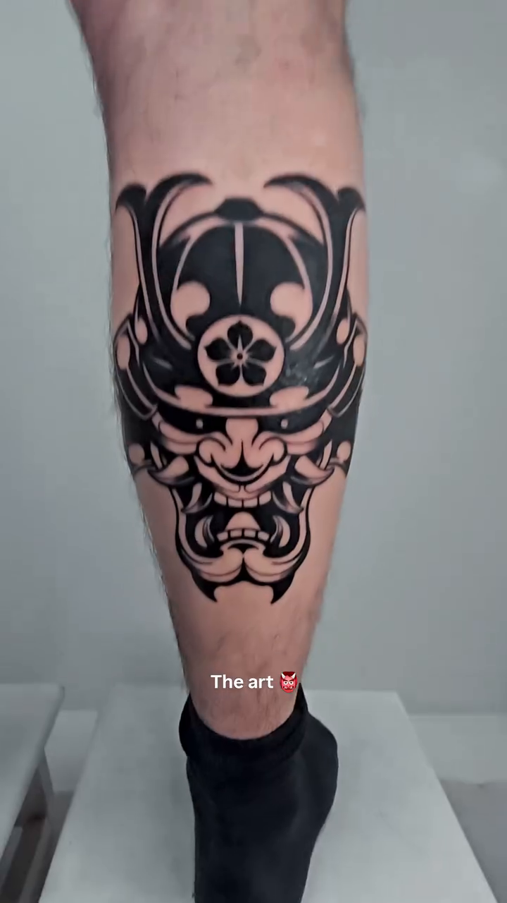 Oni mask and flames japanese irezumi tattoo by Jeremy "Jerms" Camposanto