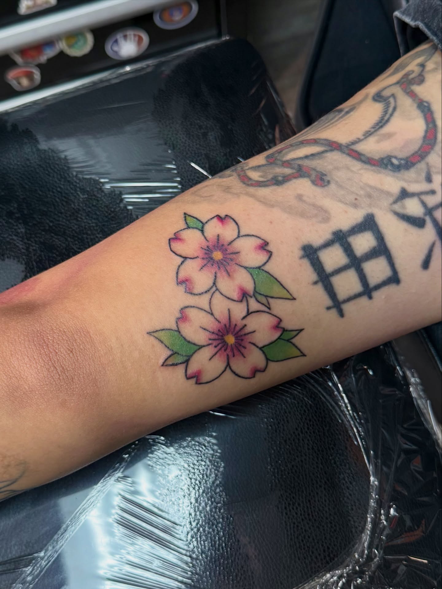 Cherry blossoms japanese irezumi tattoo on the forearm by Shay - Mandeville Tattoo Artist