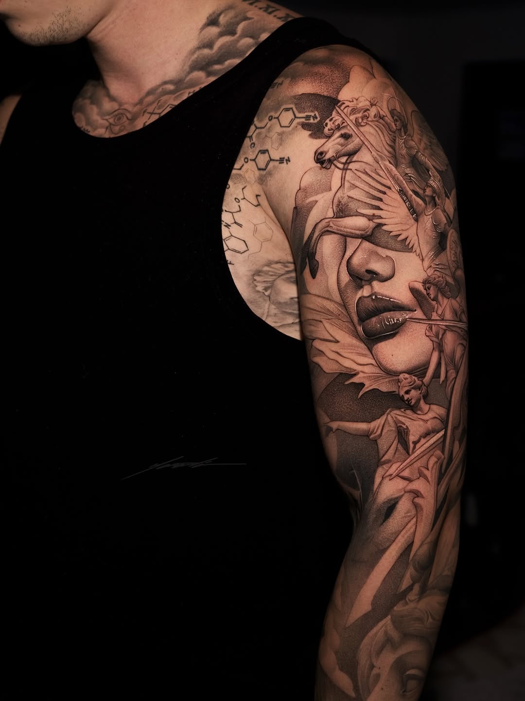 Realism tattoo on the upper arm by Ke$la