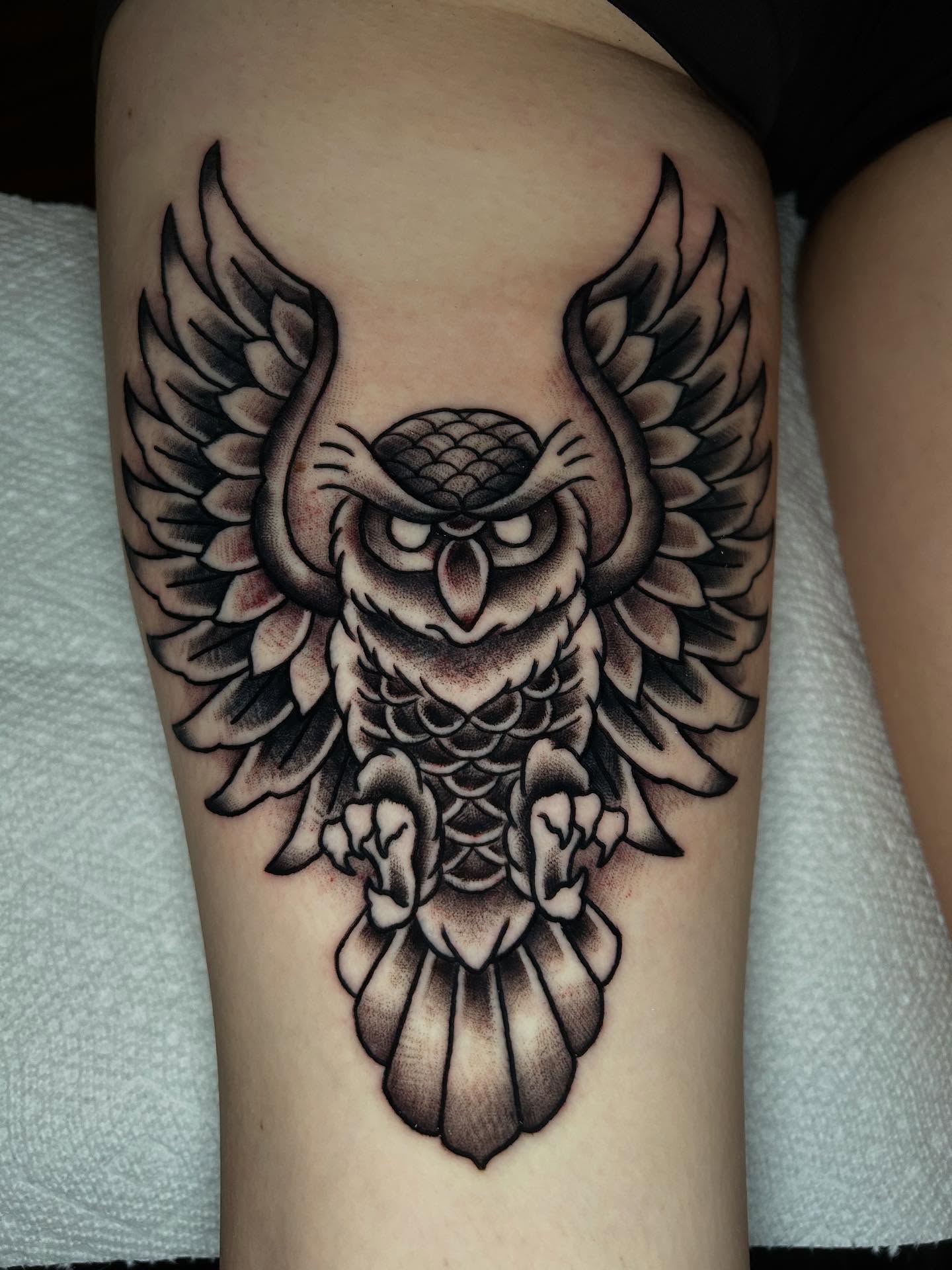 Tattoo by @skeletonkeytattoos — black_and_grey