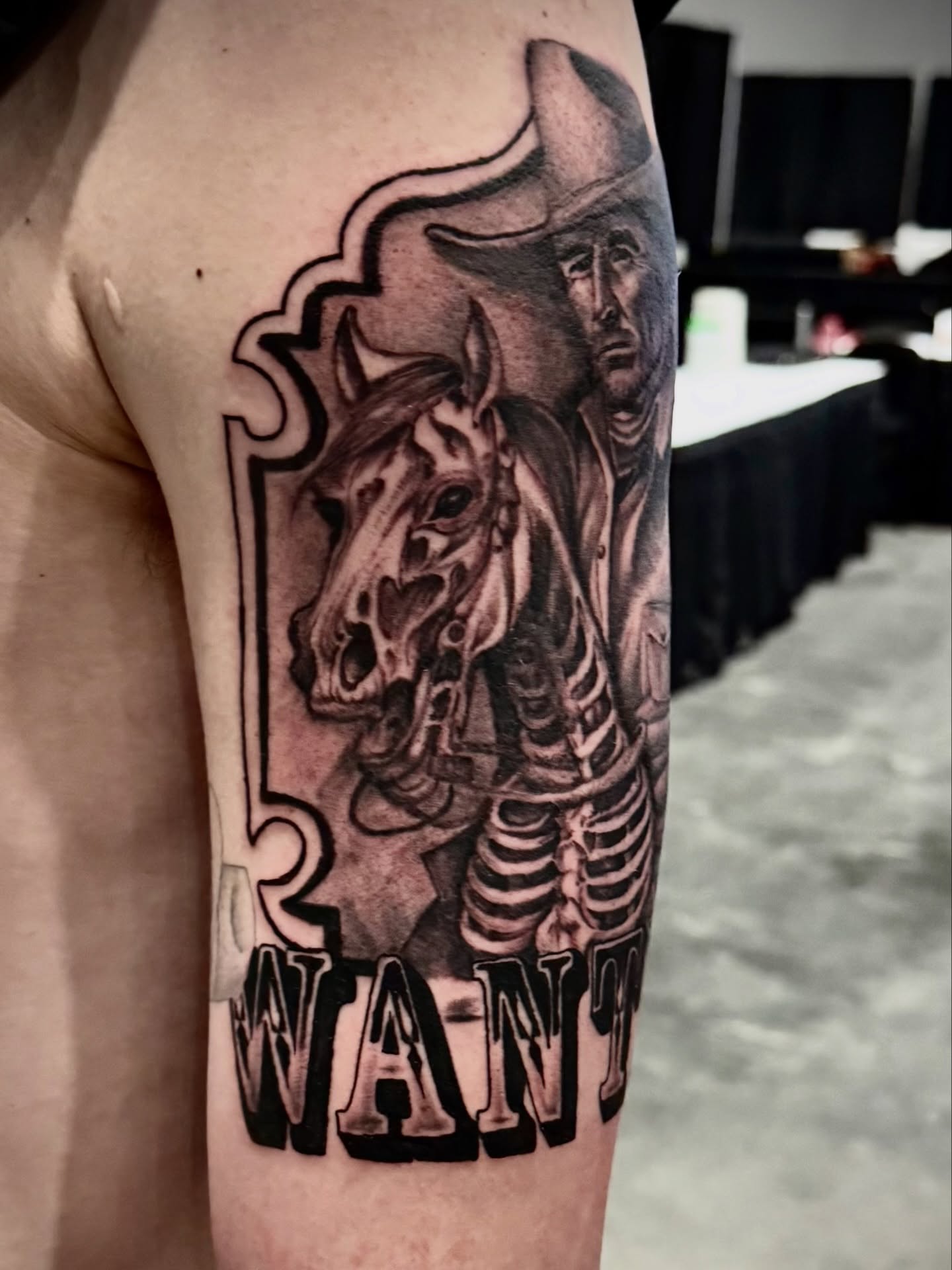 Cowboy and horse realism tattoo on the forearm by Tattoo Artist Ian Day (Everlasting_Art_Ink)