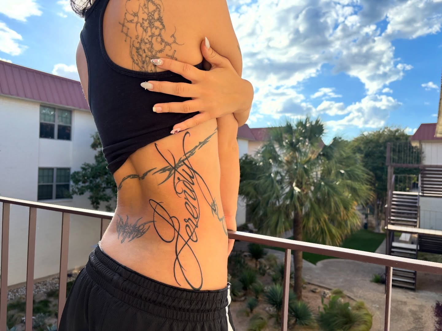 Script lettering lettering script tattoo on the torso by @miffythereaper