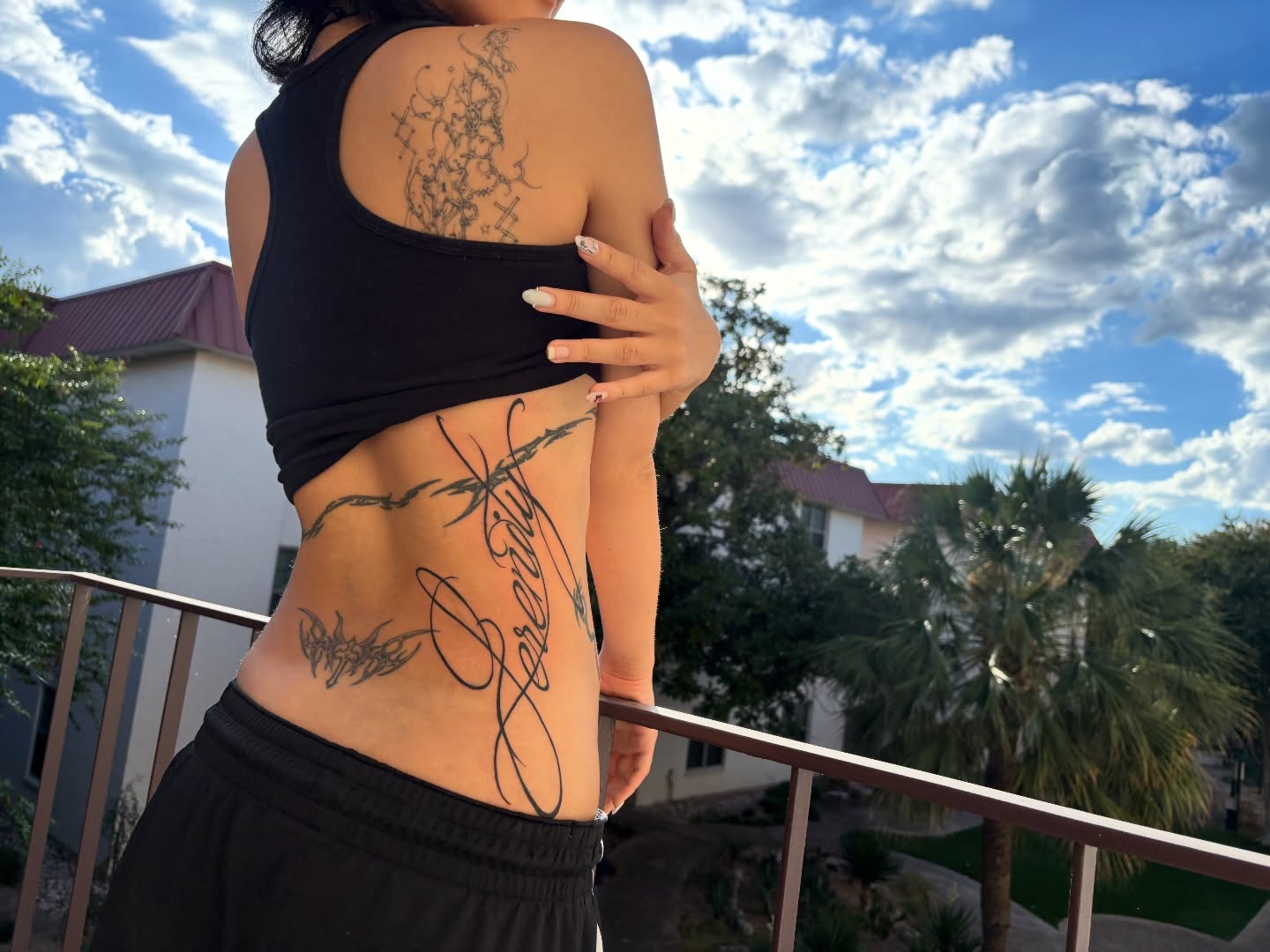 Script lettering lettering script tattoo on the torso by @miffythereaper