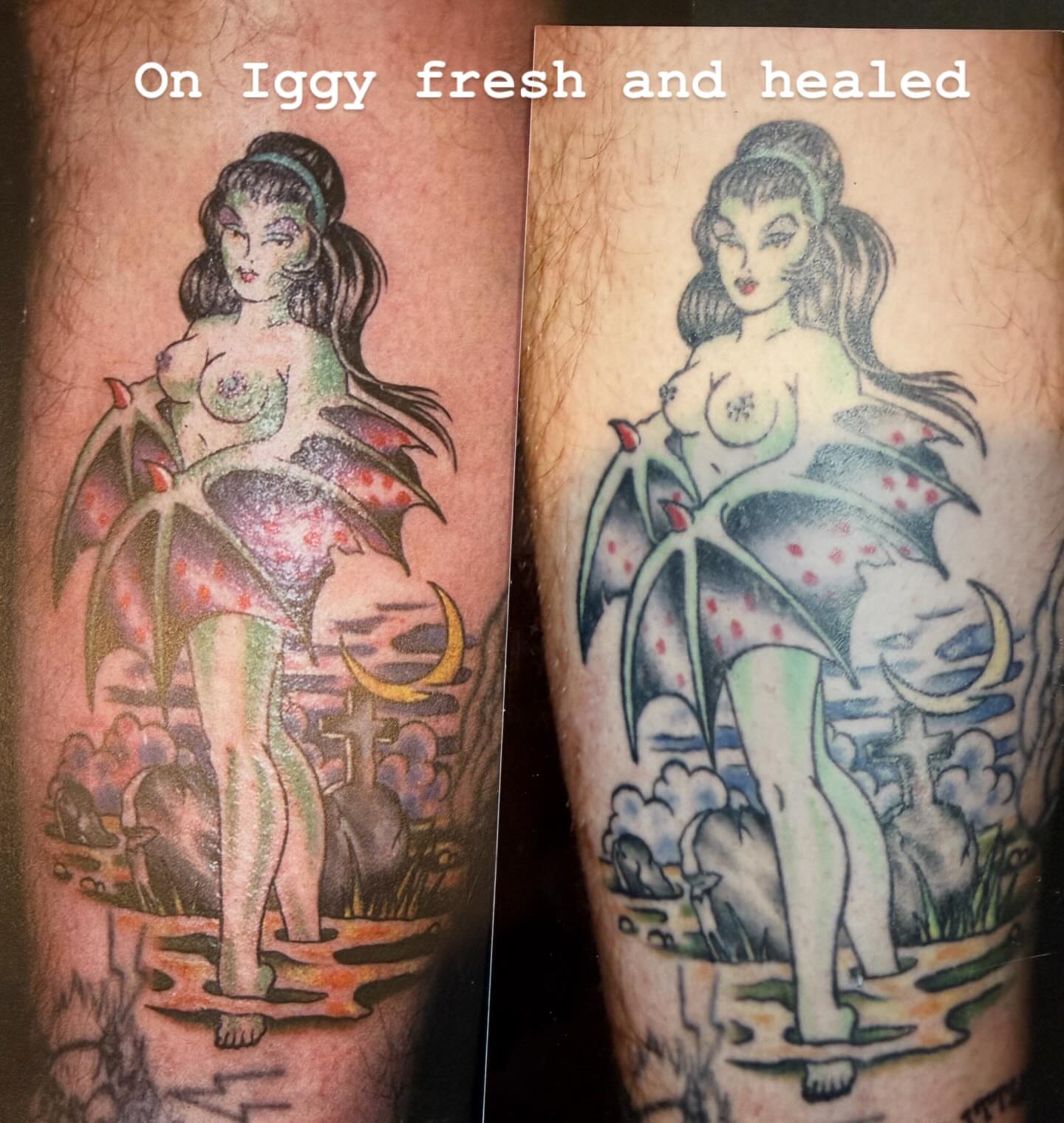 Mermaid American traditional tattoo on the forearm by Laura Saadati Kepper