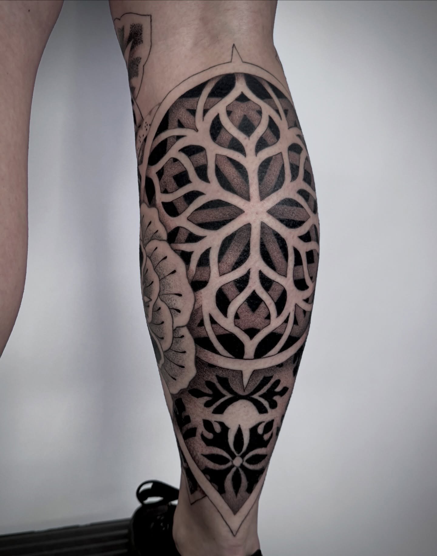 Tattoo by @ghostriverart — dotwork, geometric
