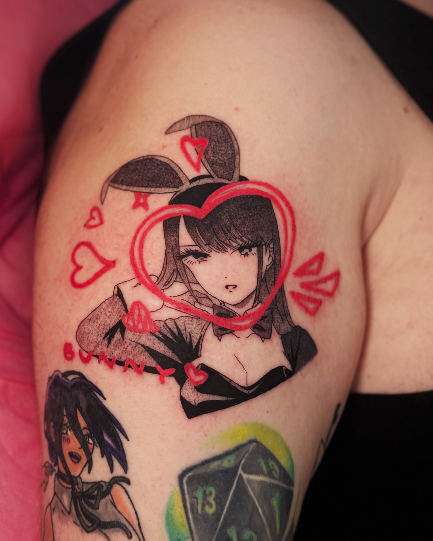 Tattoo by @umbra.inks — anime, dotwork