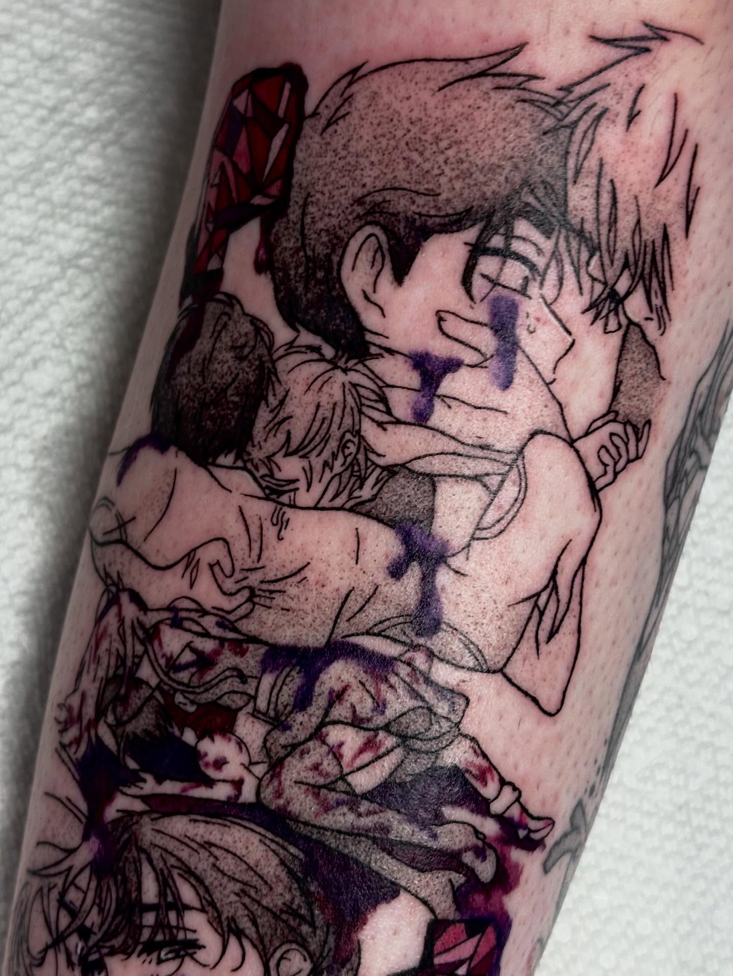 Anime characters anime tattoo on the forearm by mia aka chuu (◕ ˬ ◕ ✿)