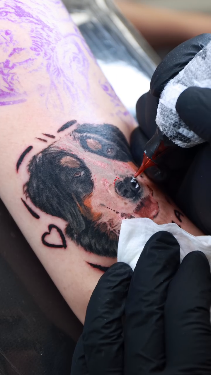 Dog portrait realism tattoo by Adam_Zhiwei Xu(Tattooist)