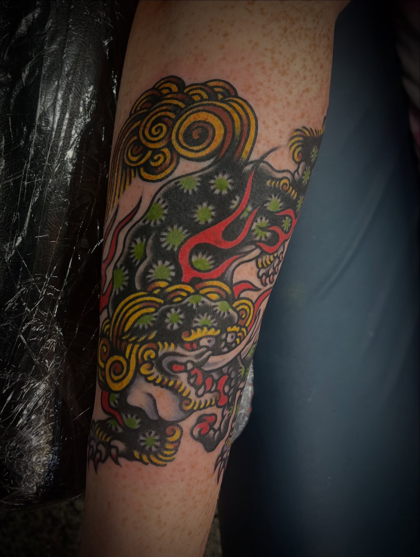 Mythical creature American traditional tattoo on the forearm by Deya Aven, Nashville, Tennessee