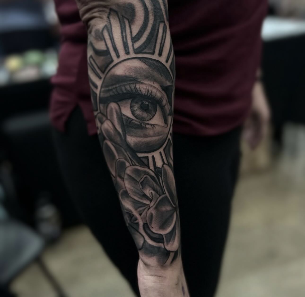 Tattoo by @sincerelyyourzstudios — black_and_grey, realism