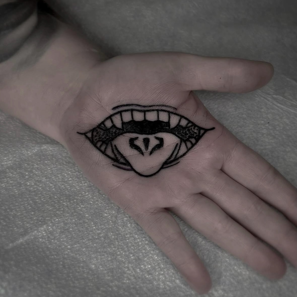 Eye black and grey tattoo on the hand by Hades cabrera, Richmond, Virginia