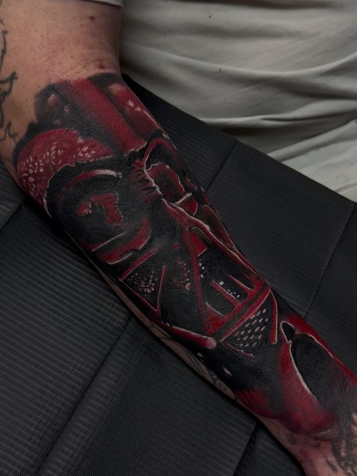 Tattoo by @itscalebbattles — trash_polka, blackwork