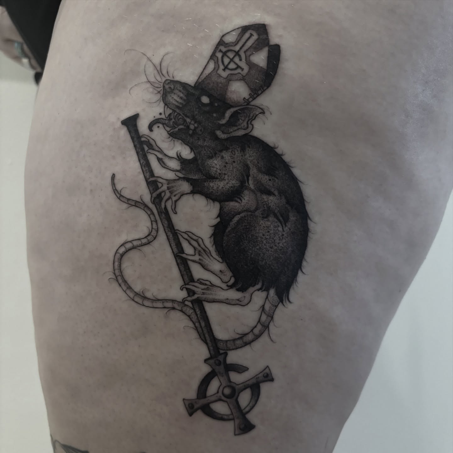 Tattoo by @blightttattoo — black_and_grey, realism
