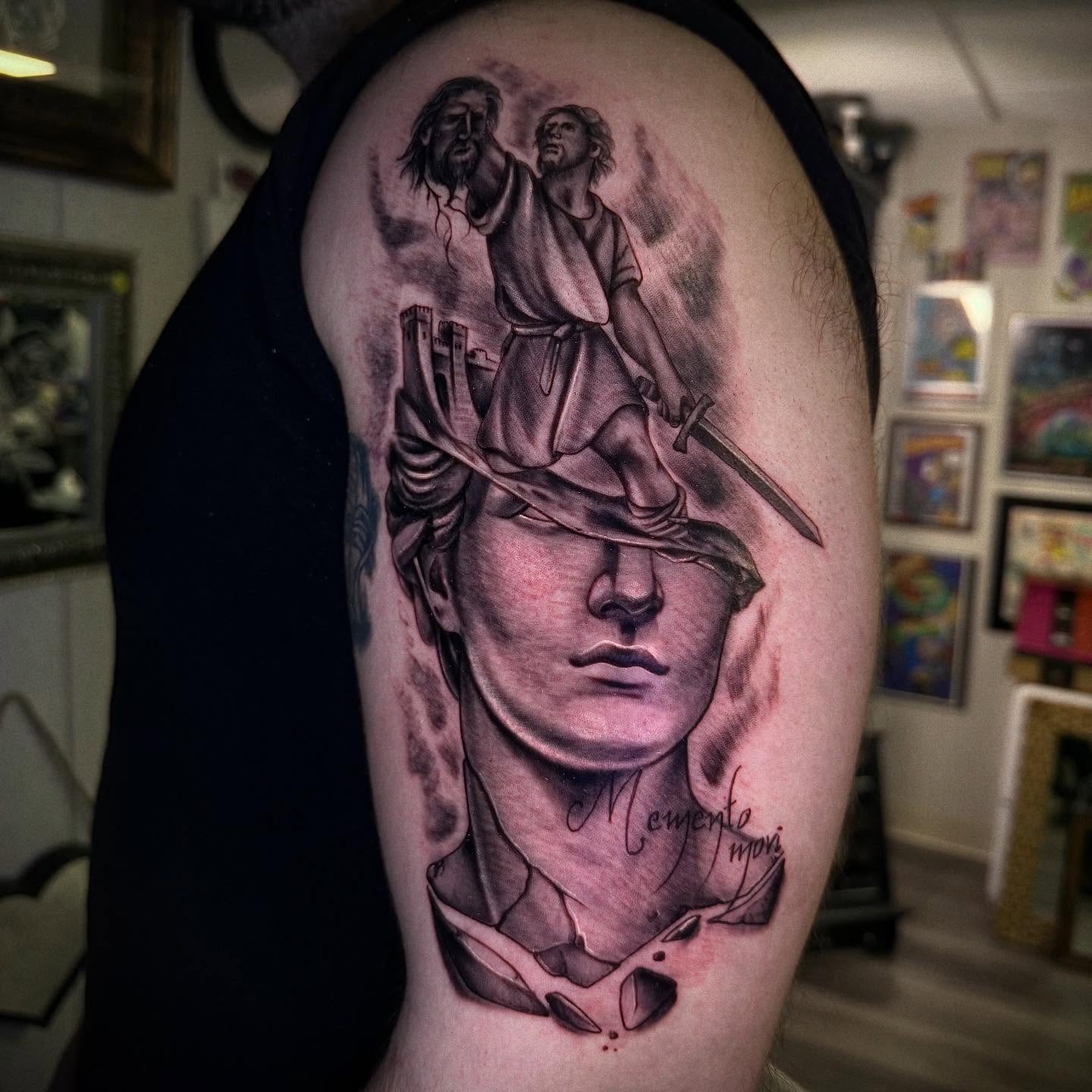 Tattoo by @justinxtattooer — realism, black_and_grey