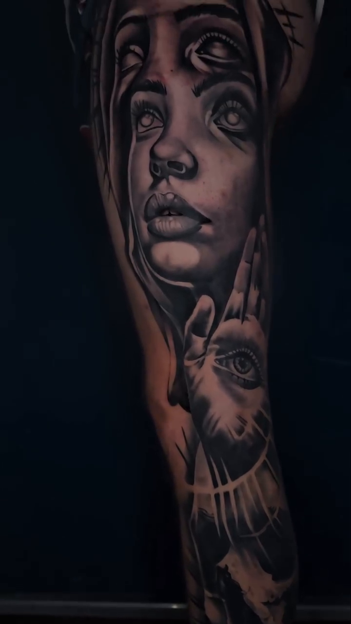 Tattoo by @chief_greytones — dark_realism, black_and_grey